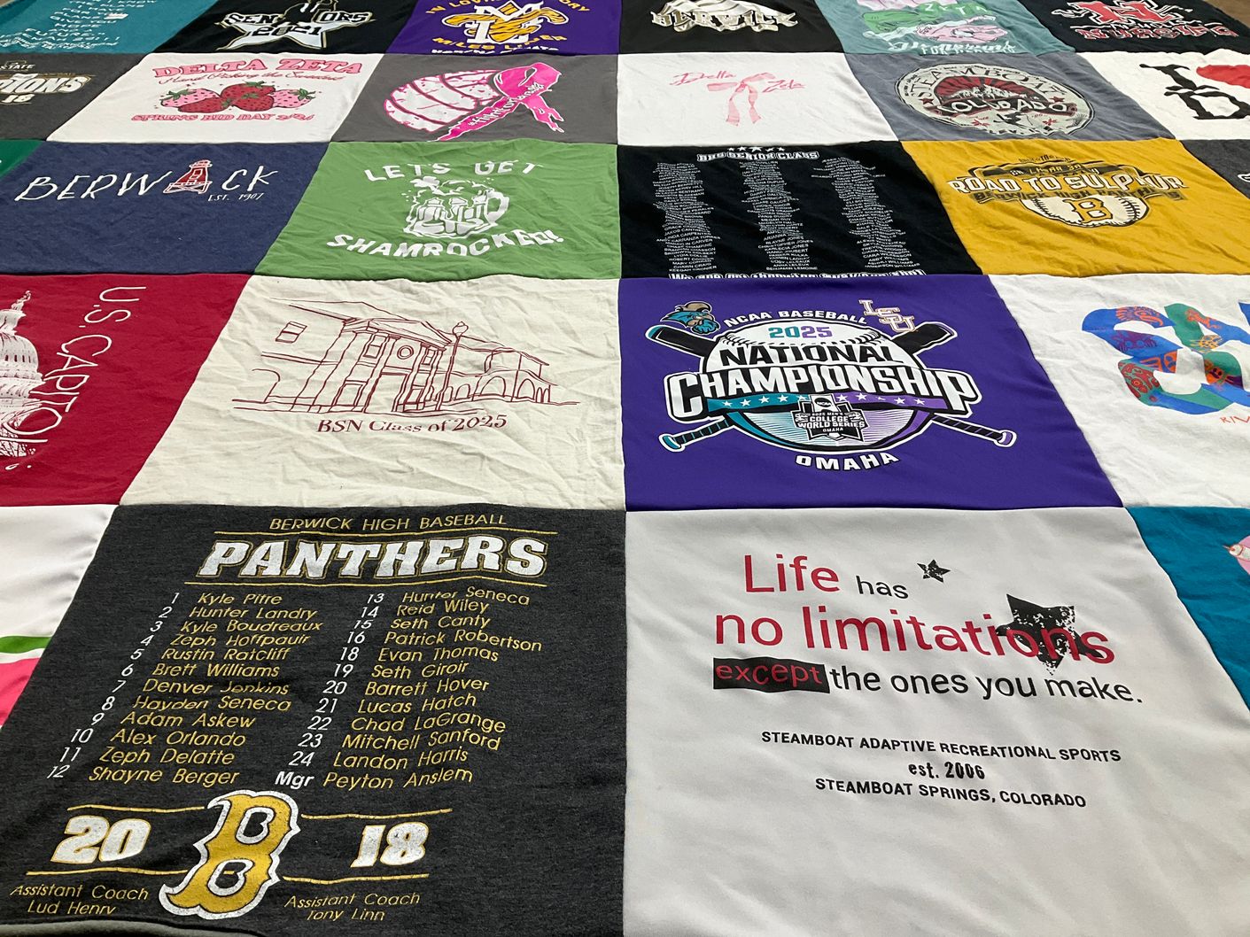 T-shirt quilt featuring berwick high school panthers by Katherine from LA