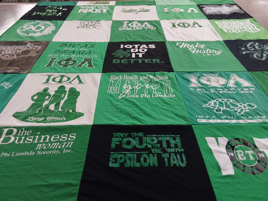 T-shirt quilt with sorority, sororities themes by Wendy from TX