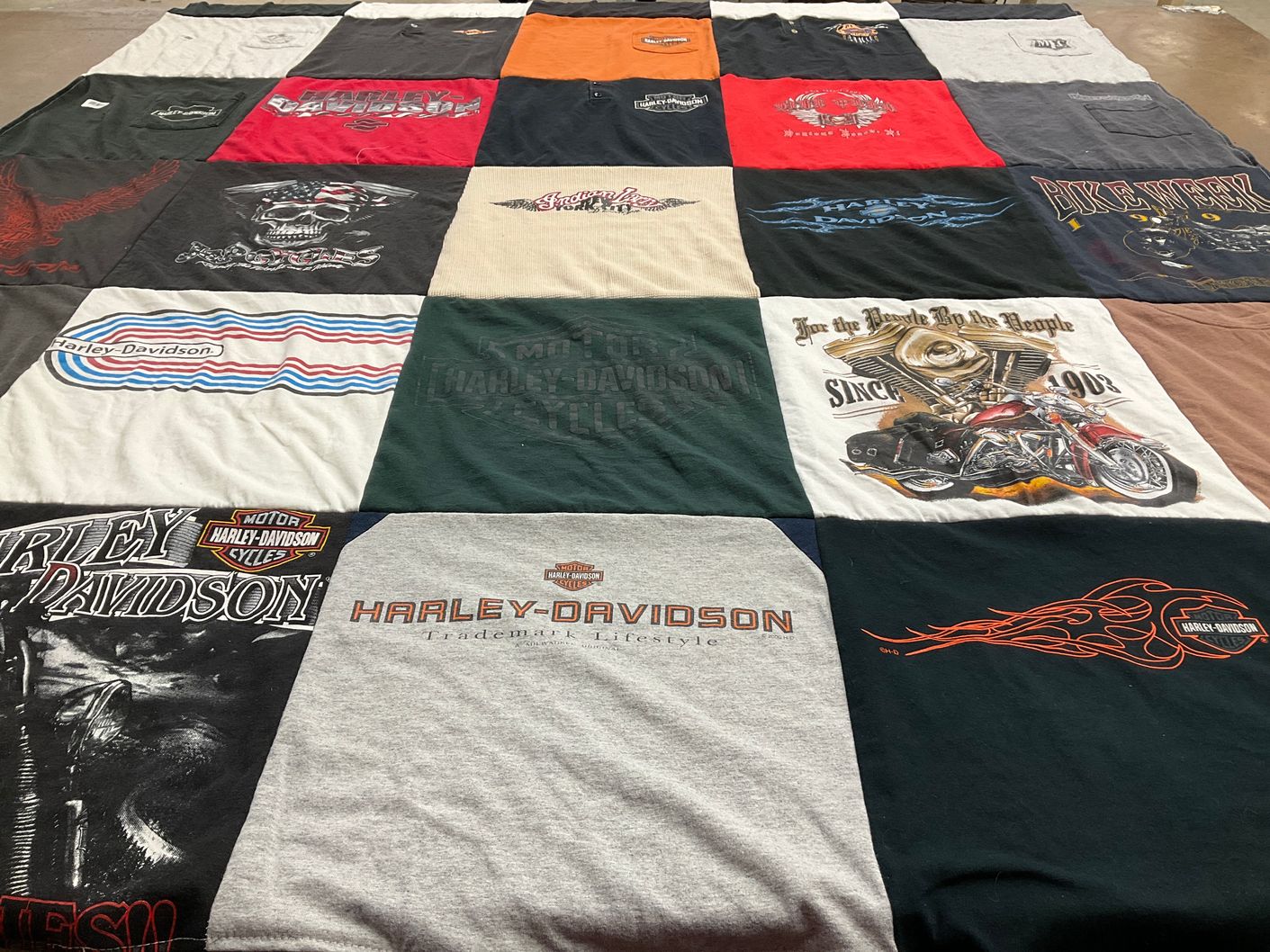 T-shirt quilt with motorcycles, biking themes by MICHELE from NY