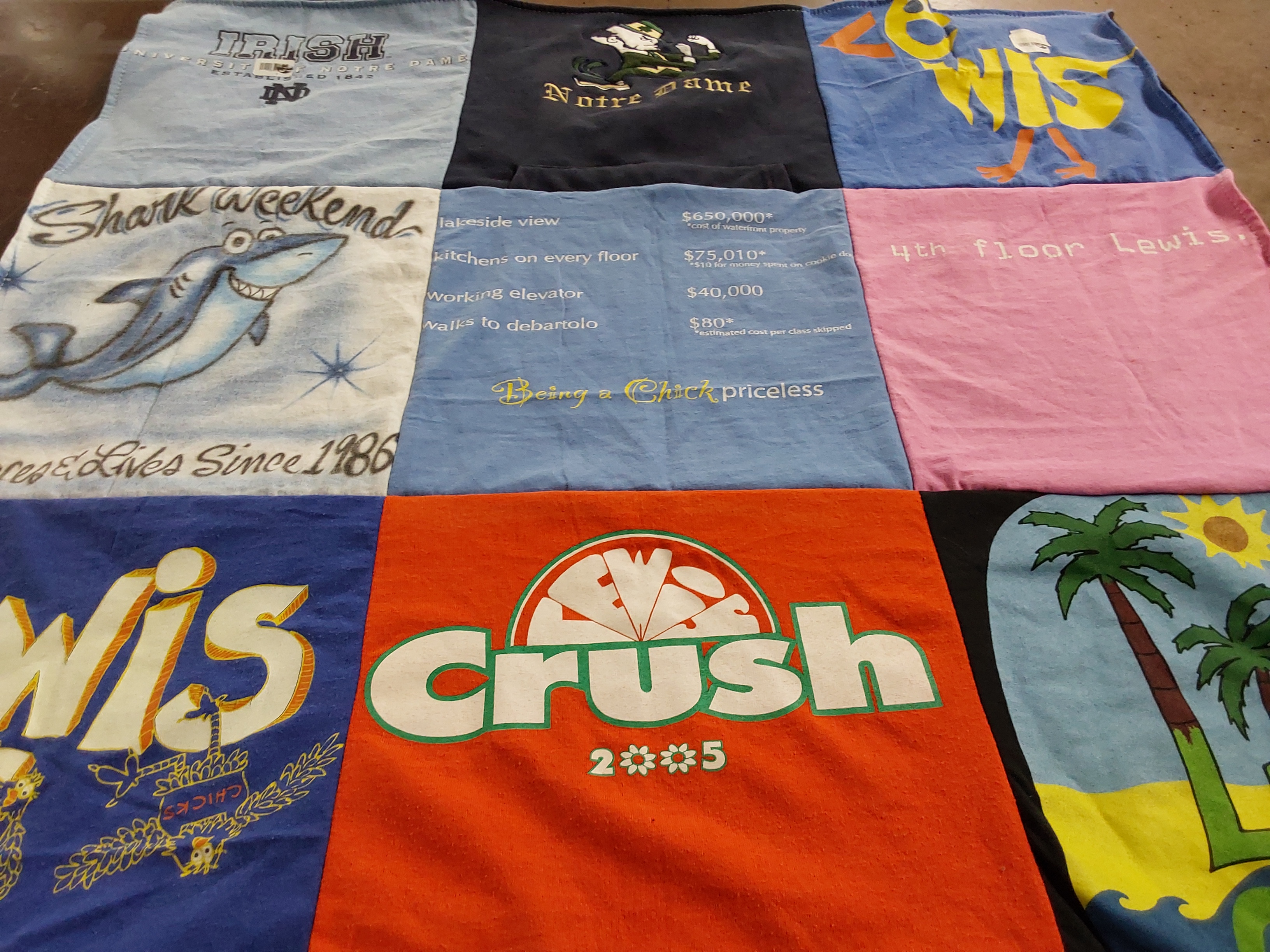 T-shirt quilt from university of notre dame by Shannon from NJ