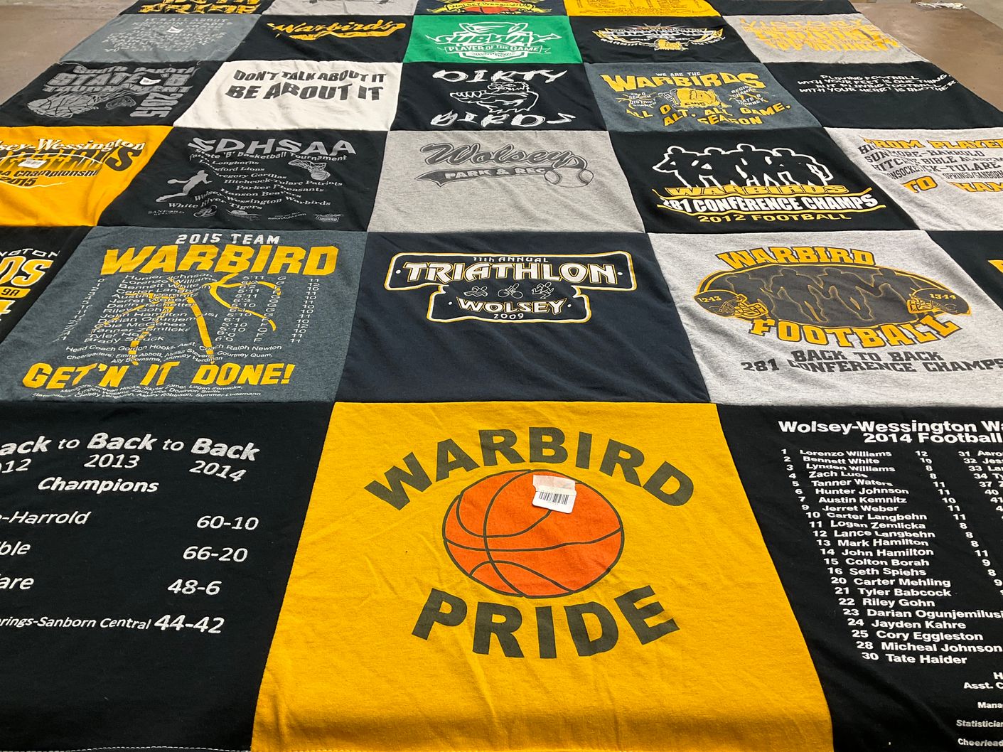 T-shirt quilt featuring warbird basketball team, warbird football team by Michelle from SD