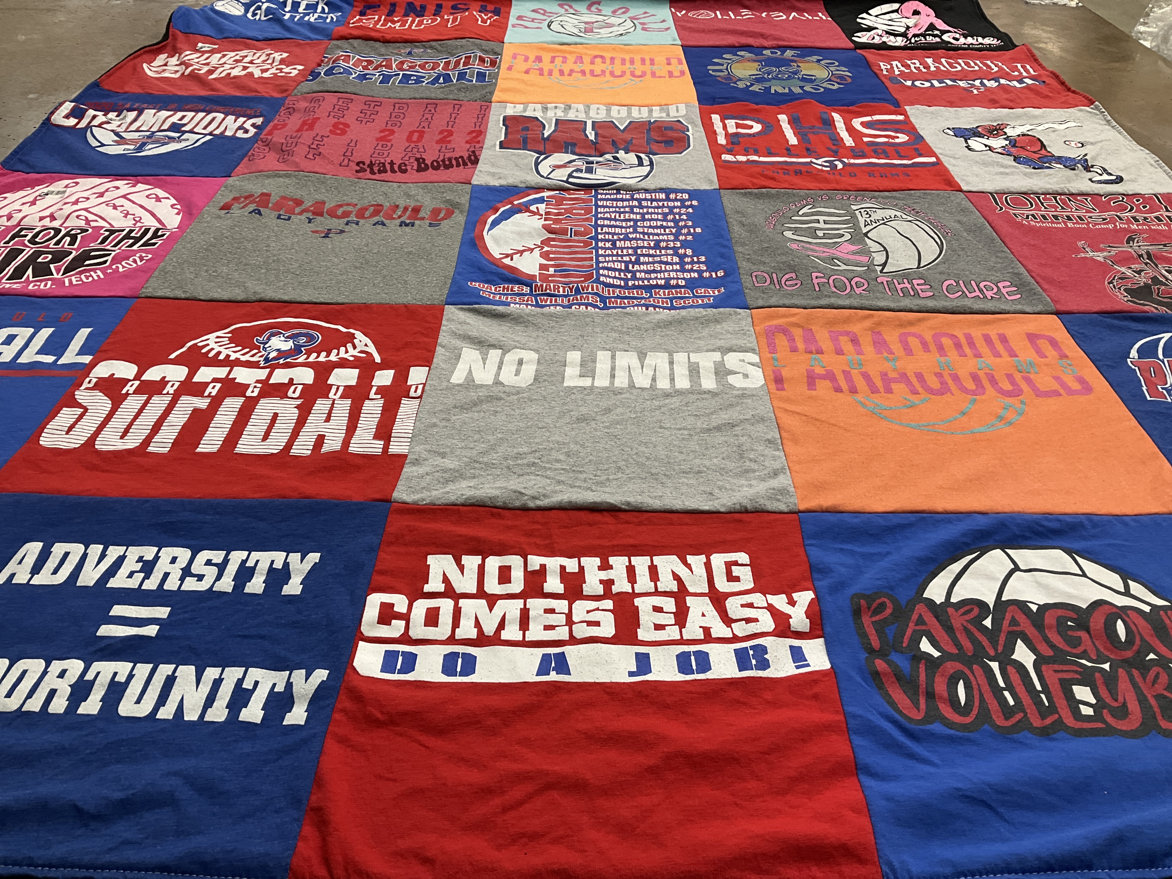T-shirt quilt featuring paragould rams by Shannon from AR
