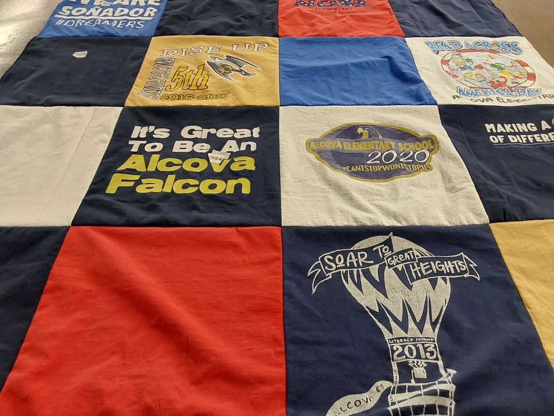 T-shirt quilt from alcova elementary school by Pamela from GA