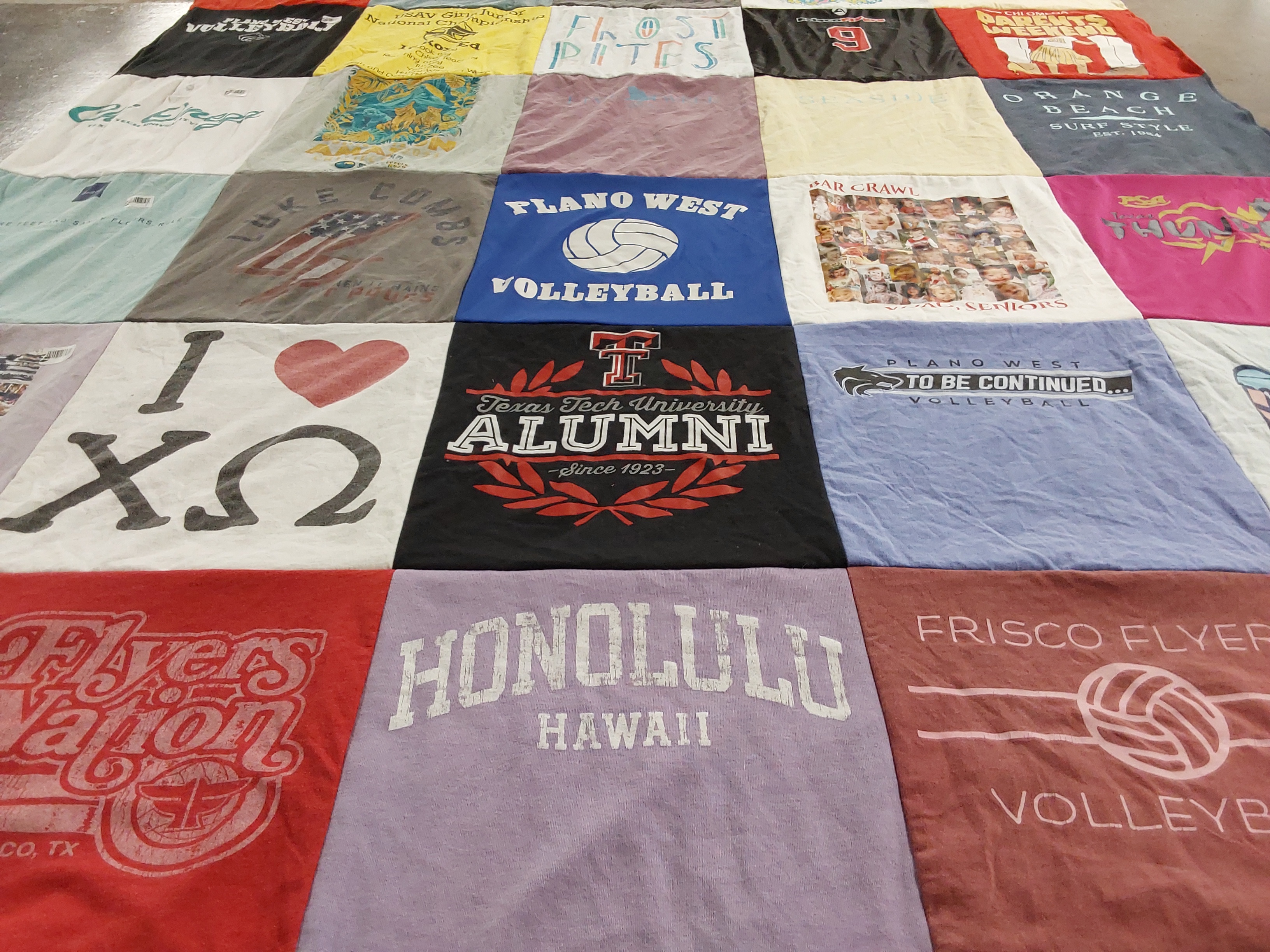 T-shirt quilt featuring frisco flyers volleyball, plano west volleyball by Melinda  from TX