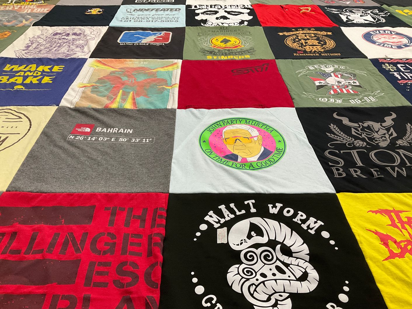 T-shirt quilt with cooking, parties themes by Annalee from TX