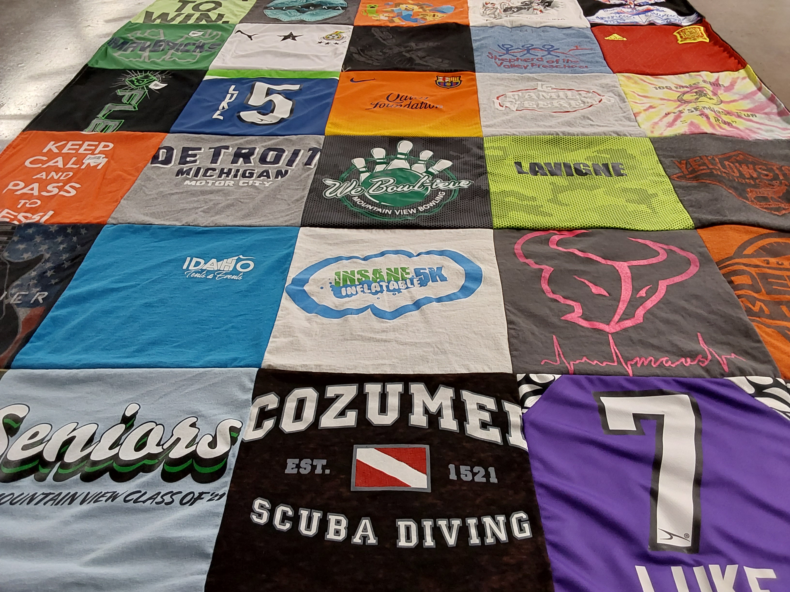 T-shirt quilt from mountain view high school by Valerie from ID