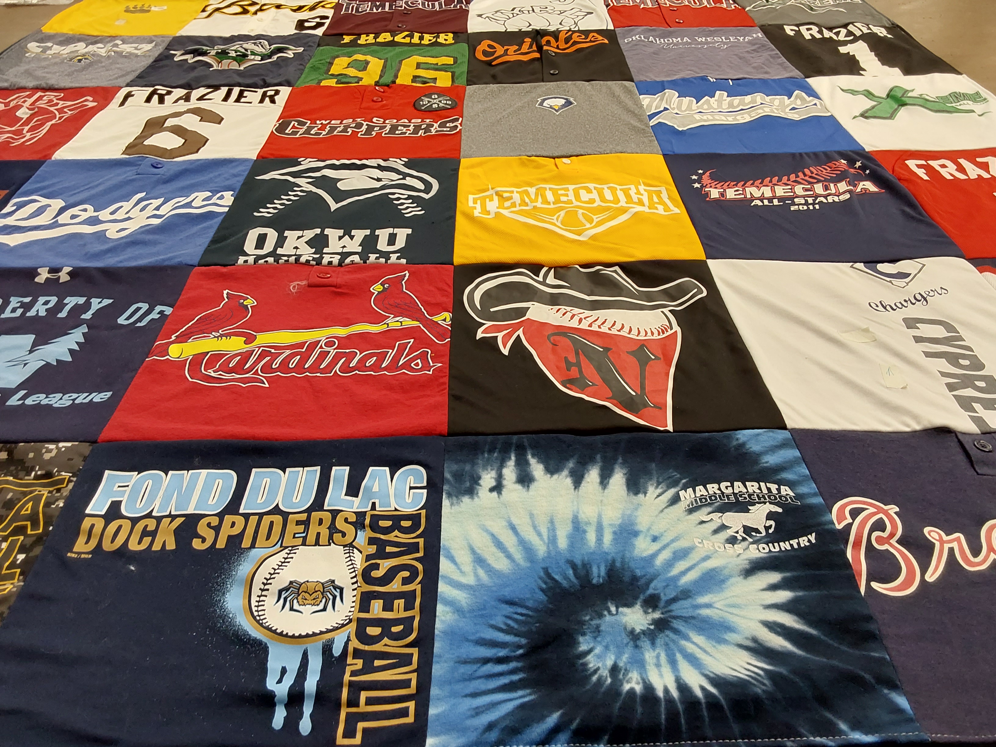 T-shirt quilt featuring frazier high school, dock spiders baseball by Kristi from CA