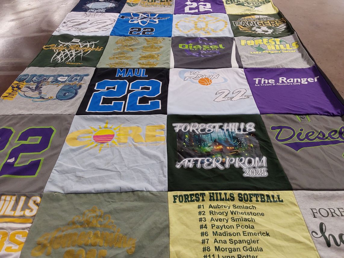 T-shirt quilt featuring forest hills softball by Jill from PA