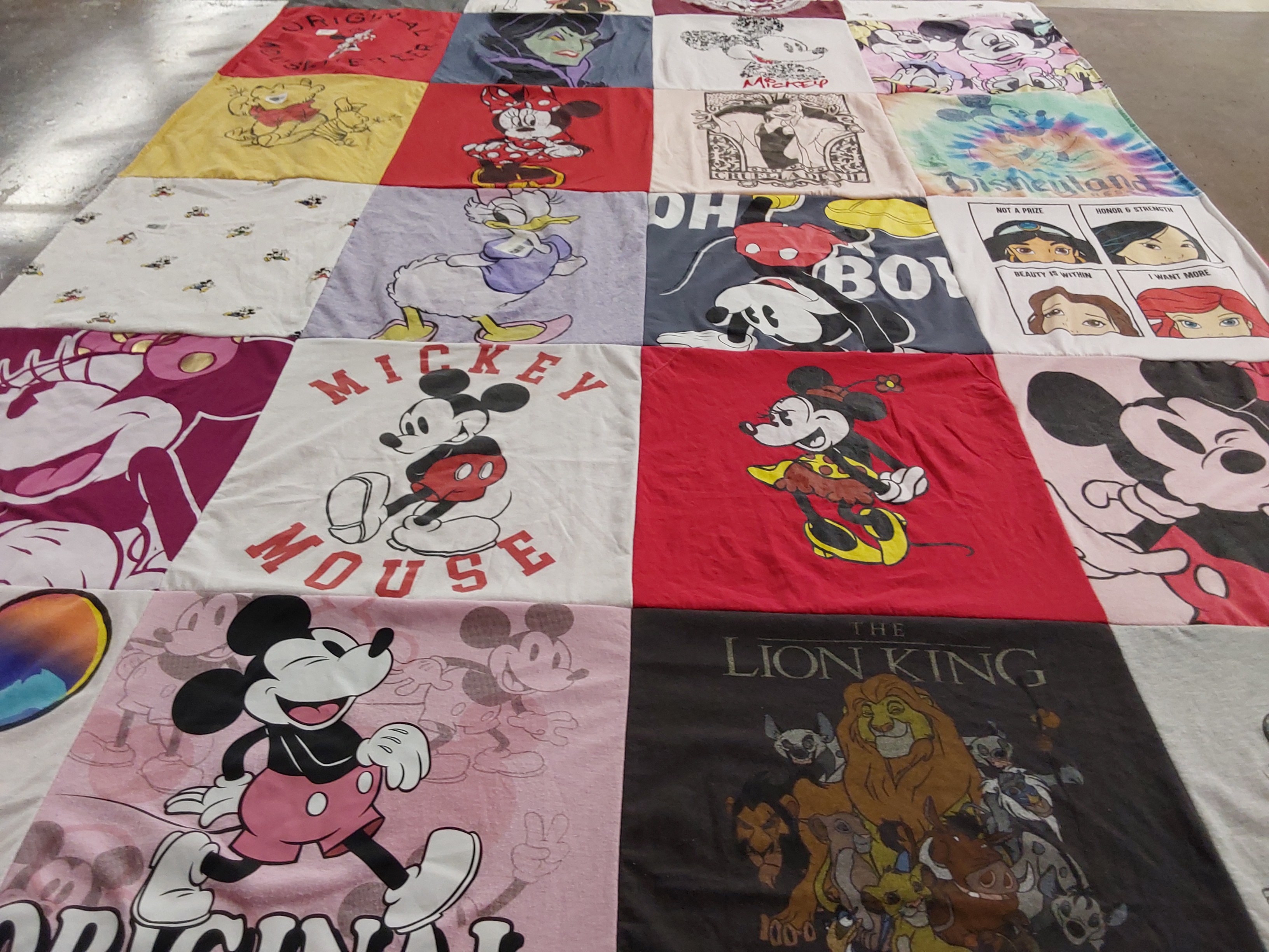 T-shirt quilt with disney, animation themes by Lori from UT