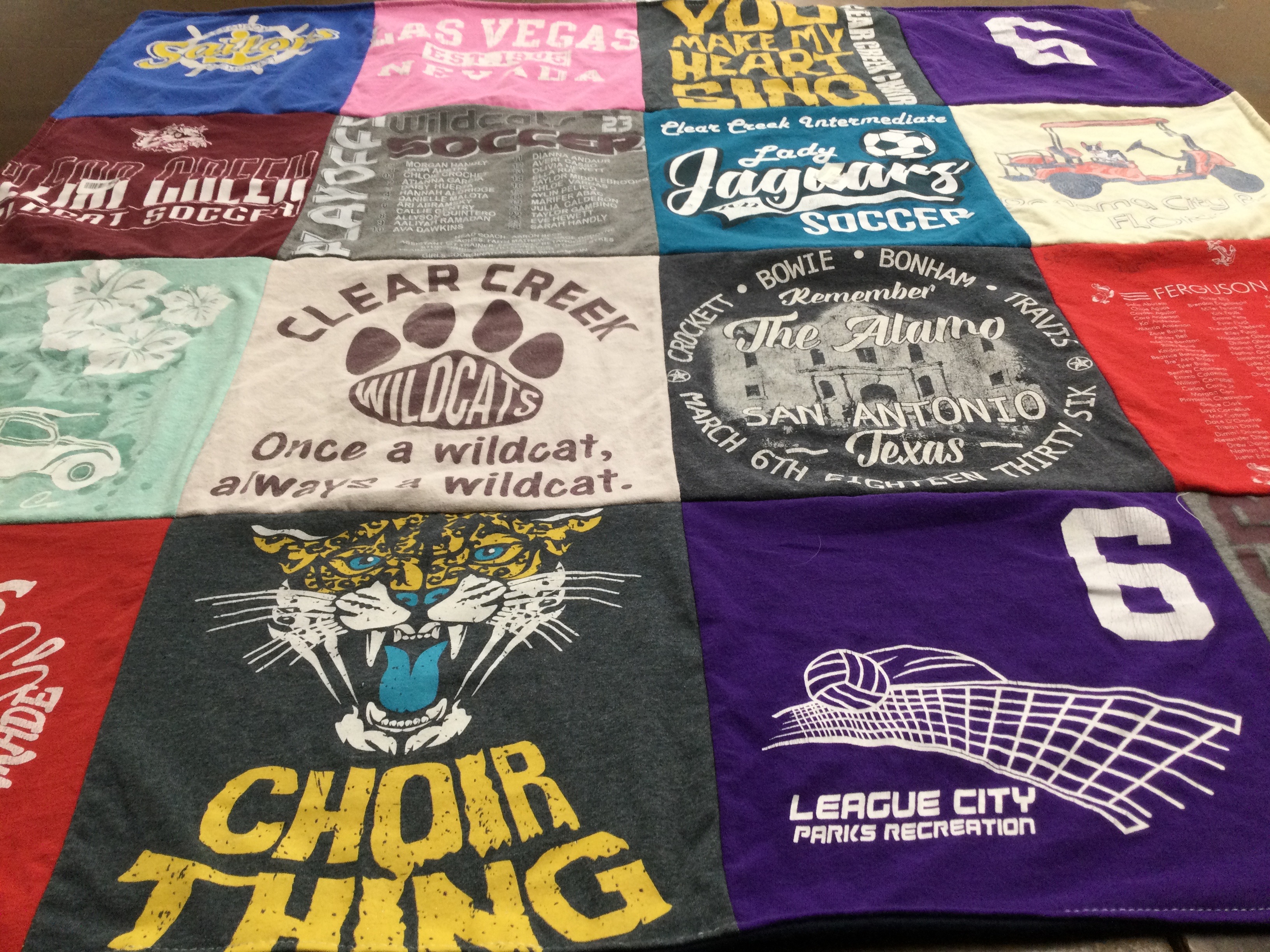 T-shirt quilt featuring clear creek jaguars soccer by Jennifer from TX