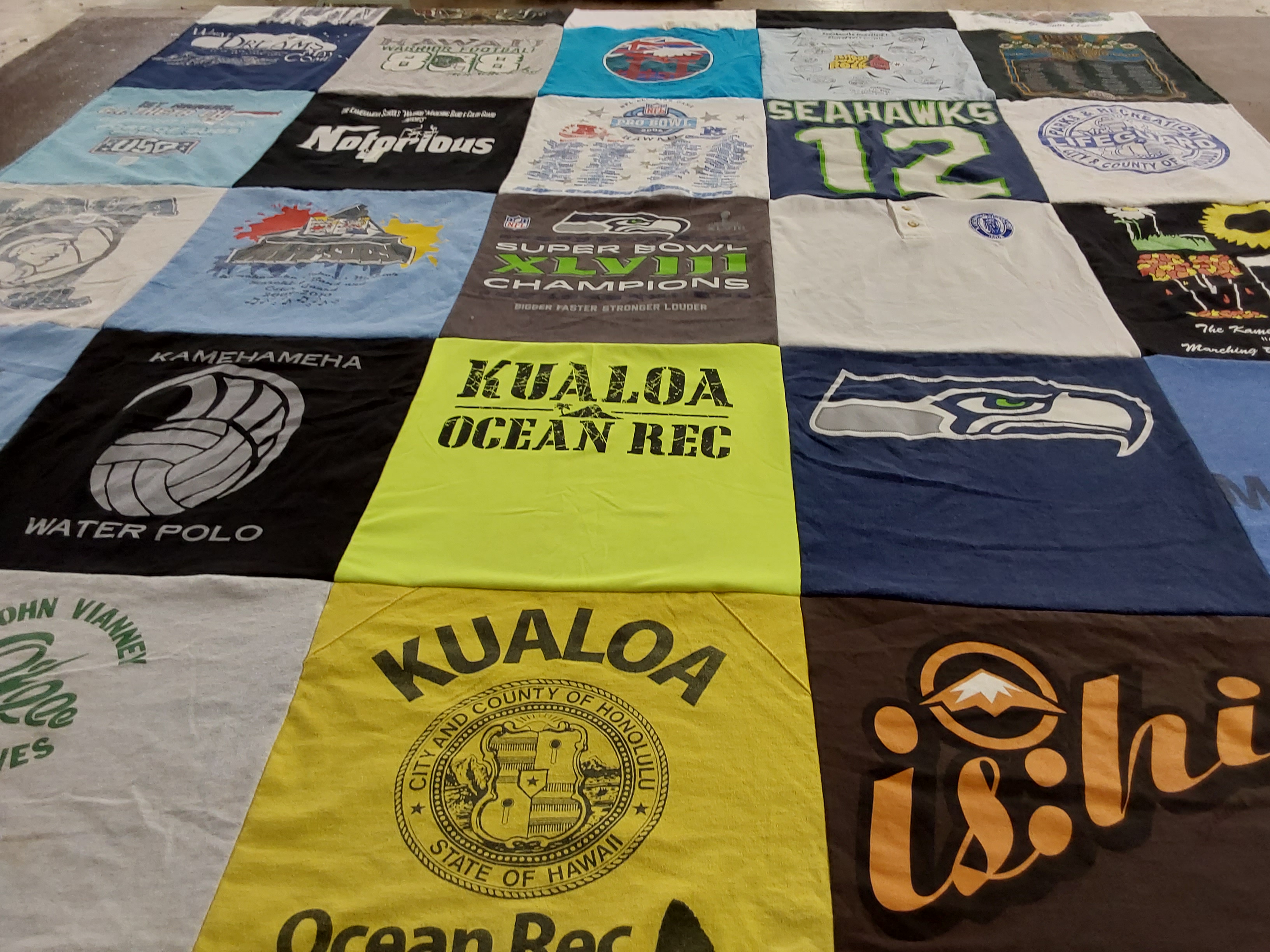 T-shirt quilt featuring seattle seahawks by Steven from TX