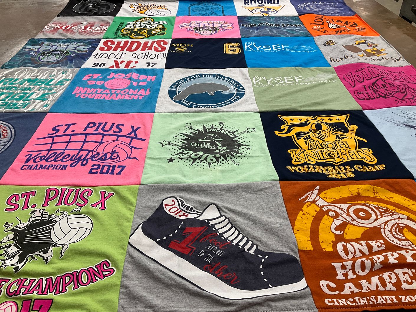 T-shirt quilt featuring moh knights volleyball camp by Karen from KY