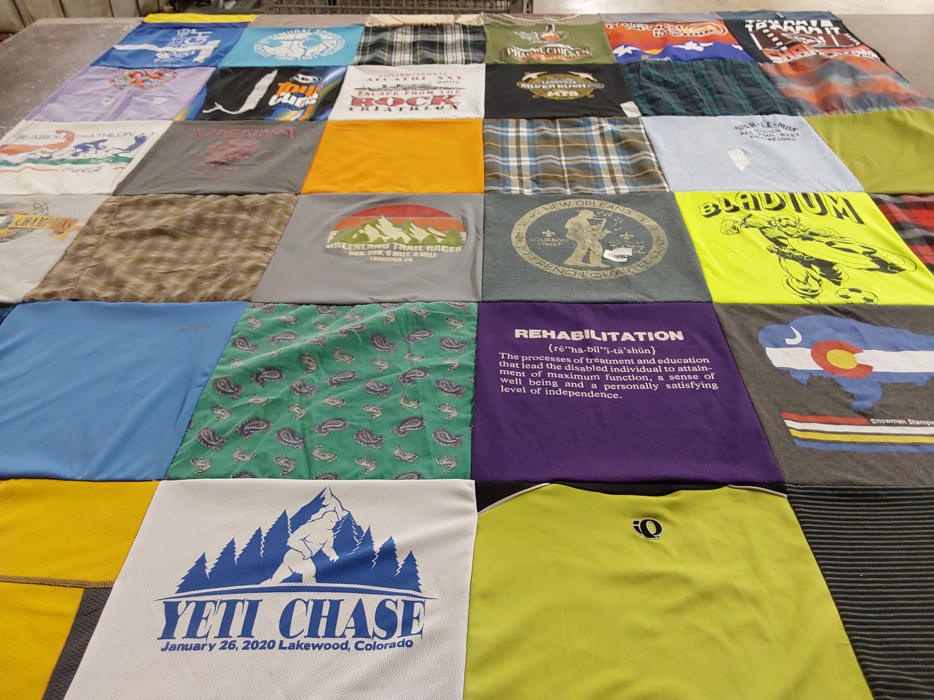 T-shirt quilt with outdoor activities, sports themes by Cynthia from CO