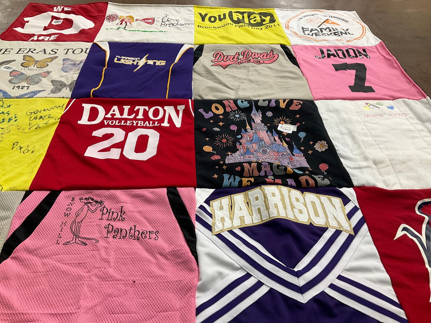 T-shirt quilt featuring harrison high school cheerleading, dalton volleyball by Jessica from TN