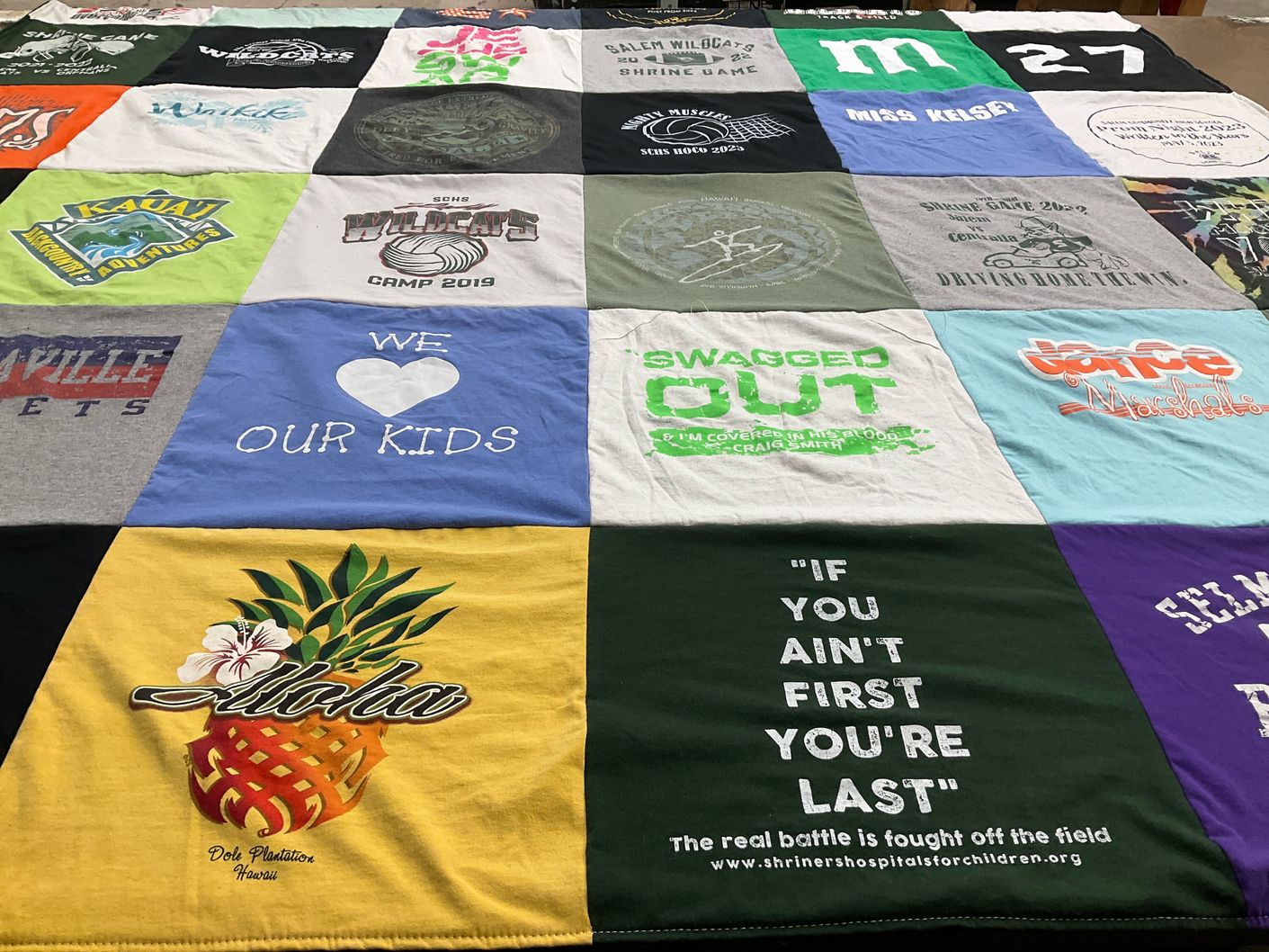 T-shirt quilt featuring wildcats by Jenny from IL