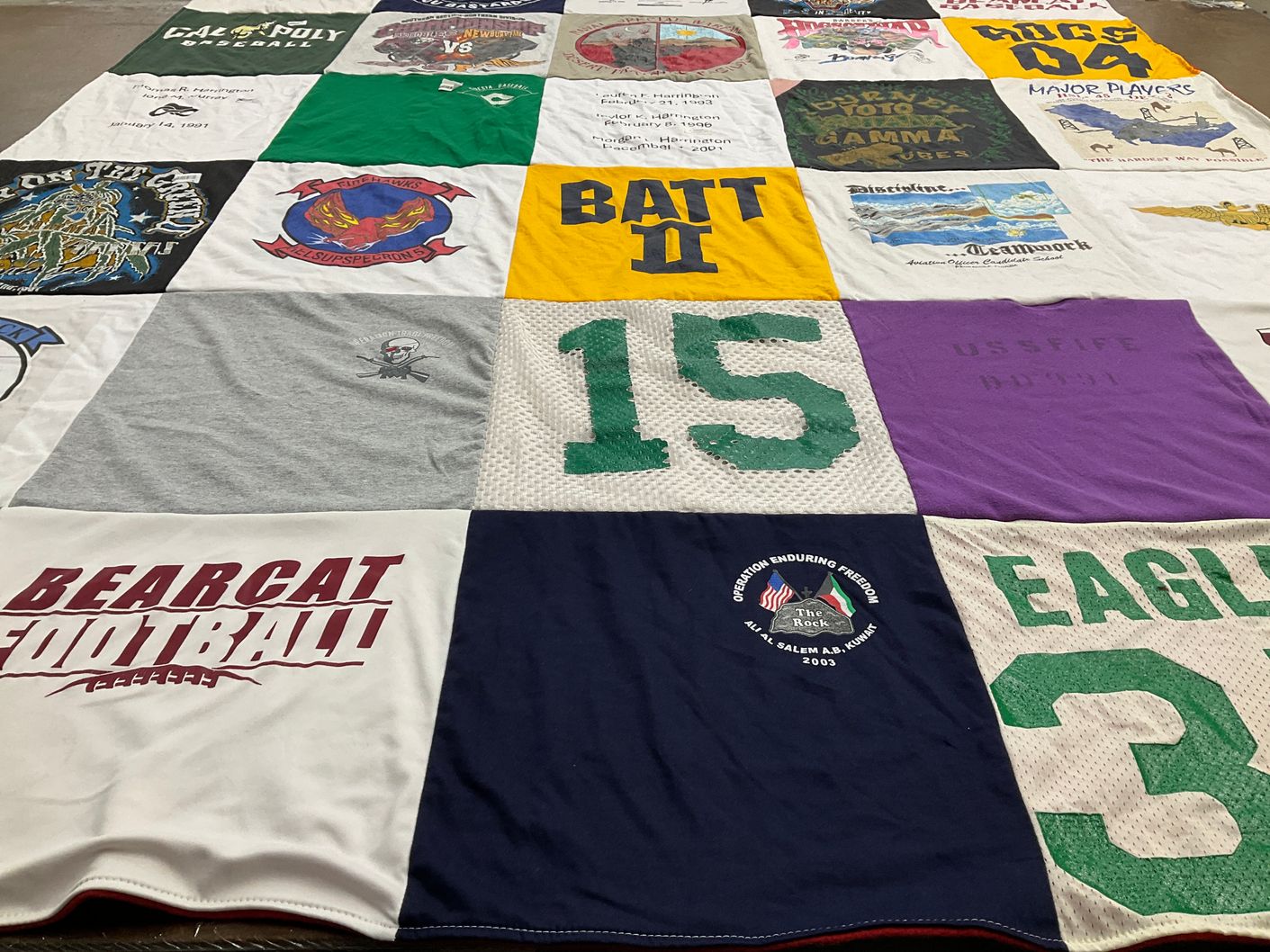T-shirt quilt featuring bearcat football by Thomas from CA