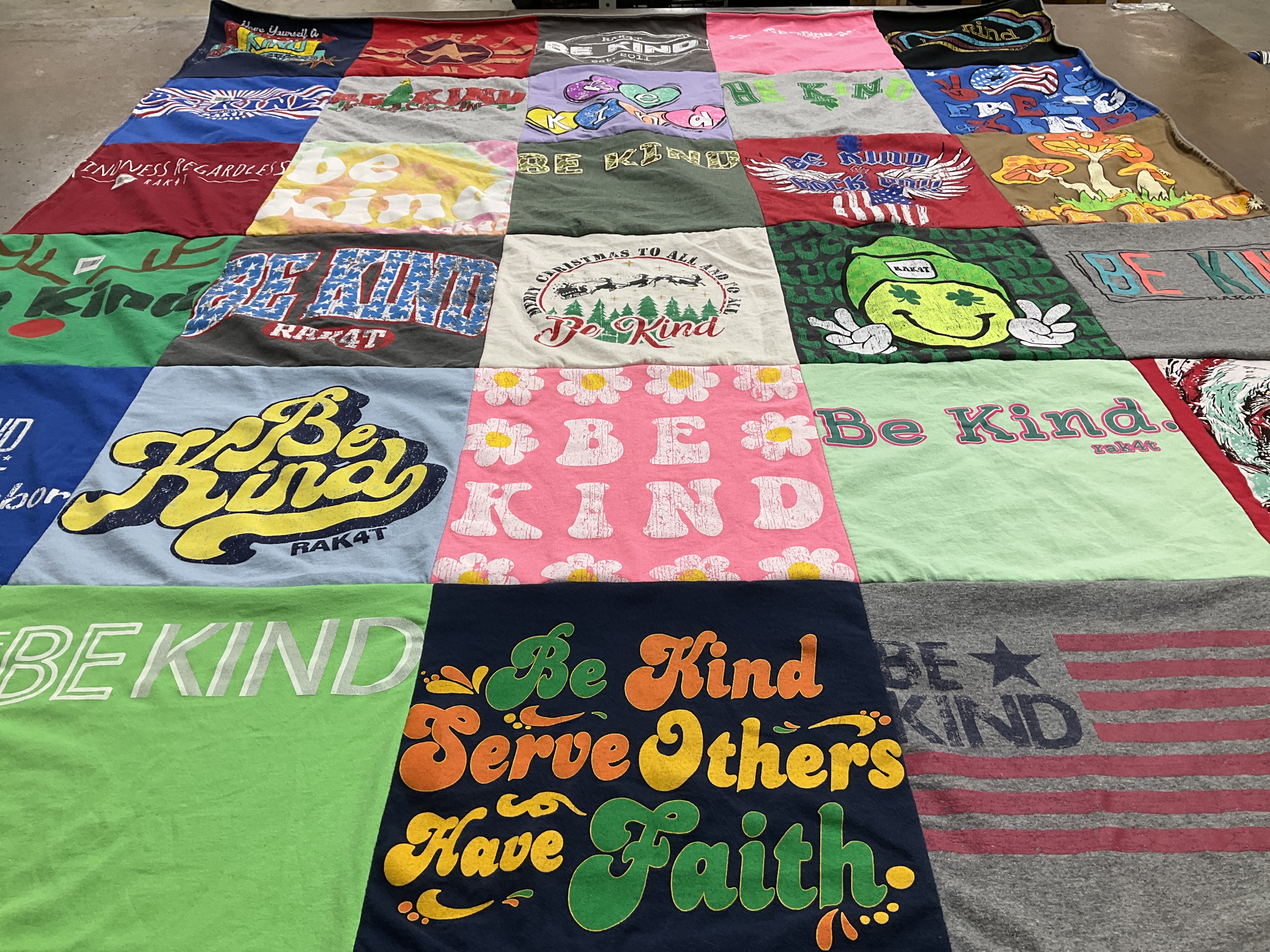T-shirt quilt with kindness, community service themes by Misty from OK