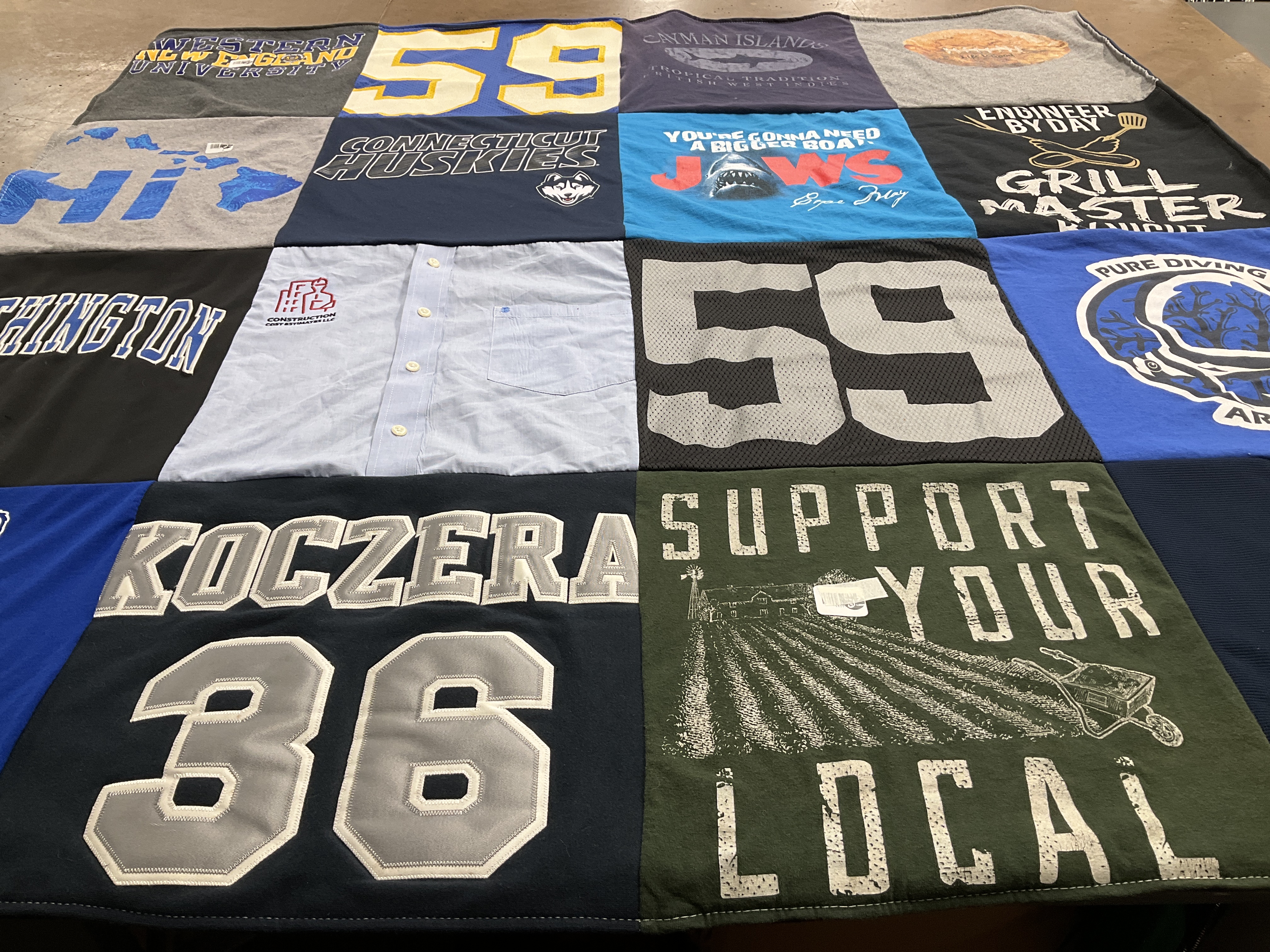 T-shirt quilt featuring connecticut huskies by Donna from CT