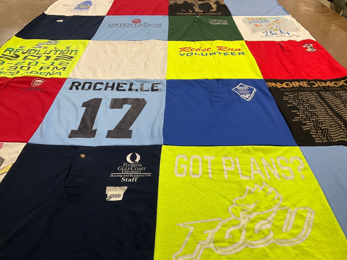 T-shirt quilt from florida gulf coast university by Rochelle from MD