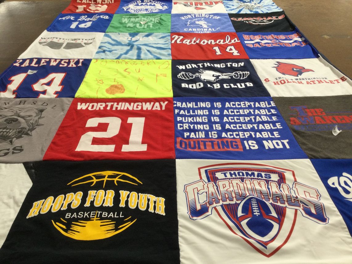 T-shirt quilt featuring thomas cardinals by Jennifer from OH