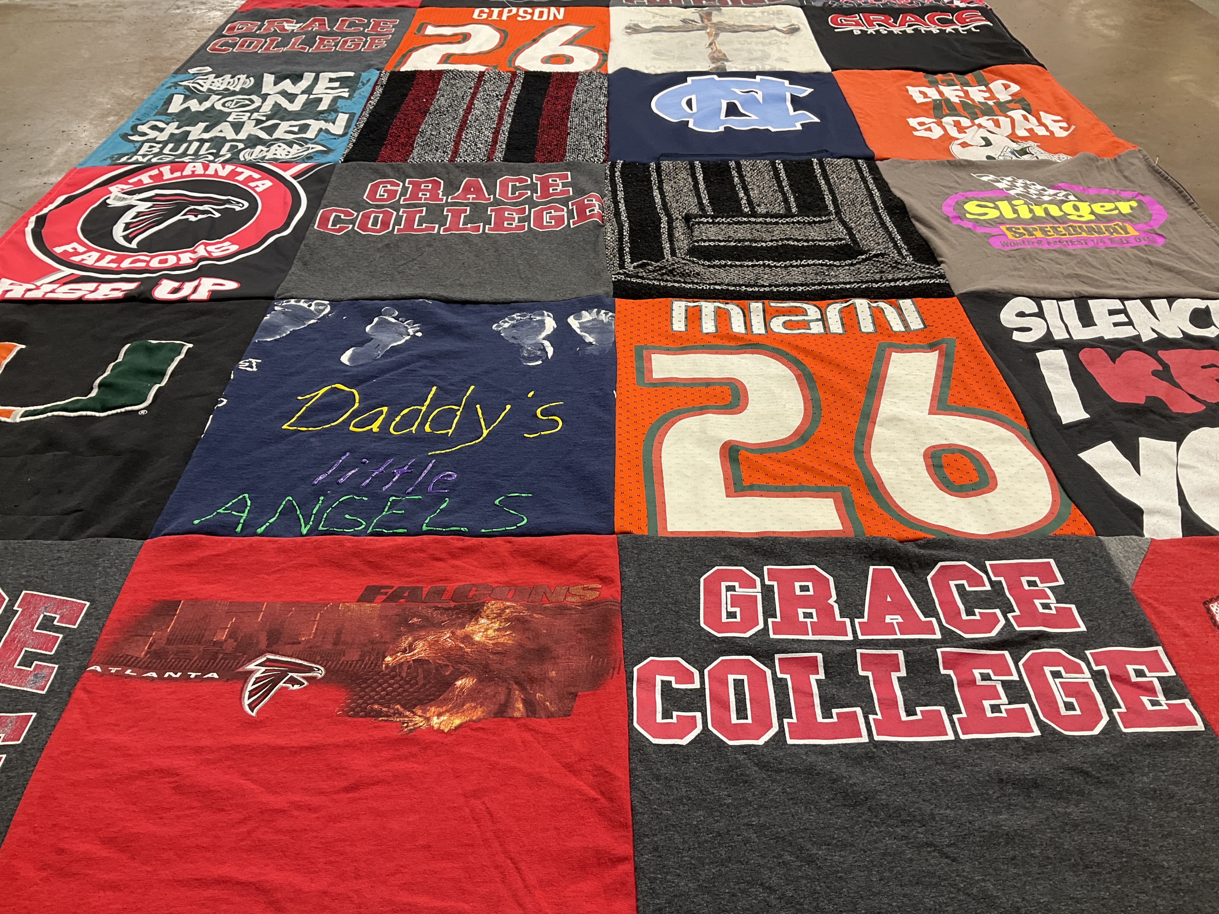 T-shirt quilt featuring atlanta falcons, miami university by Terri from MI