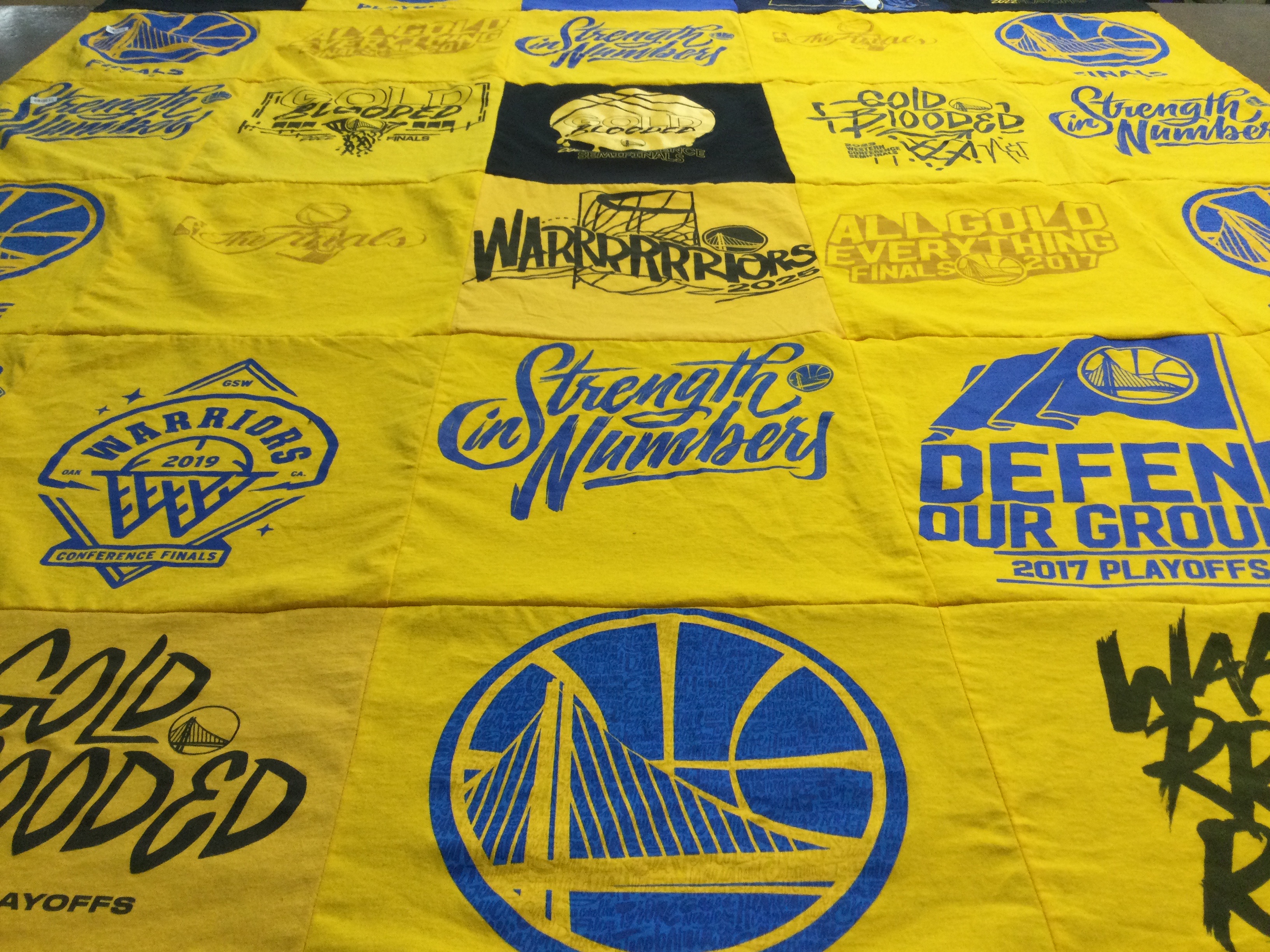 T-shirt quilt featuring golden state warriors by Claudia from CA