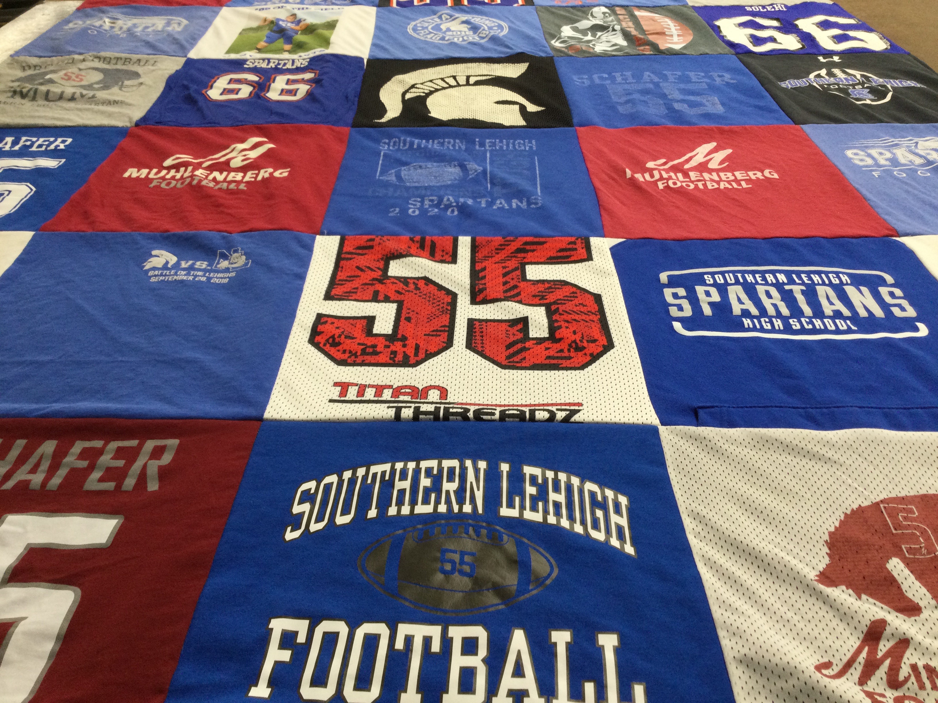T-shirt quilt featuring southern lehigh spartans football by Jamie from PA