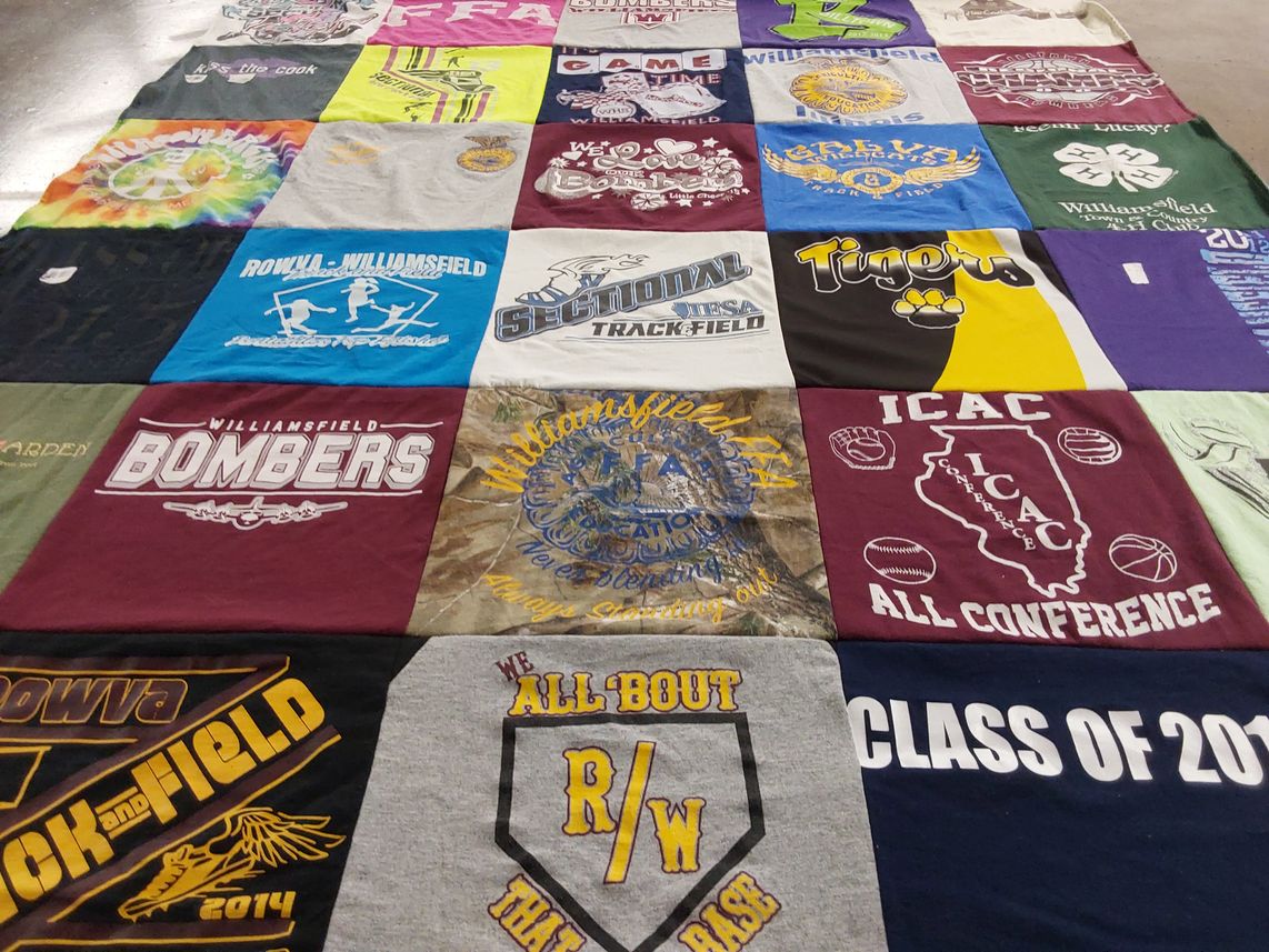 T-shirt quilt featuring williamsfield bombers by Amy from IL