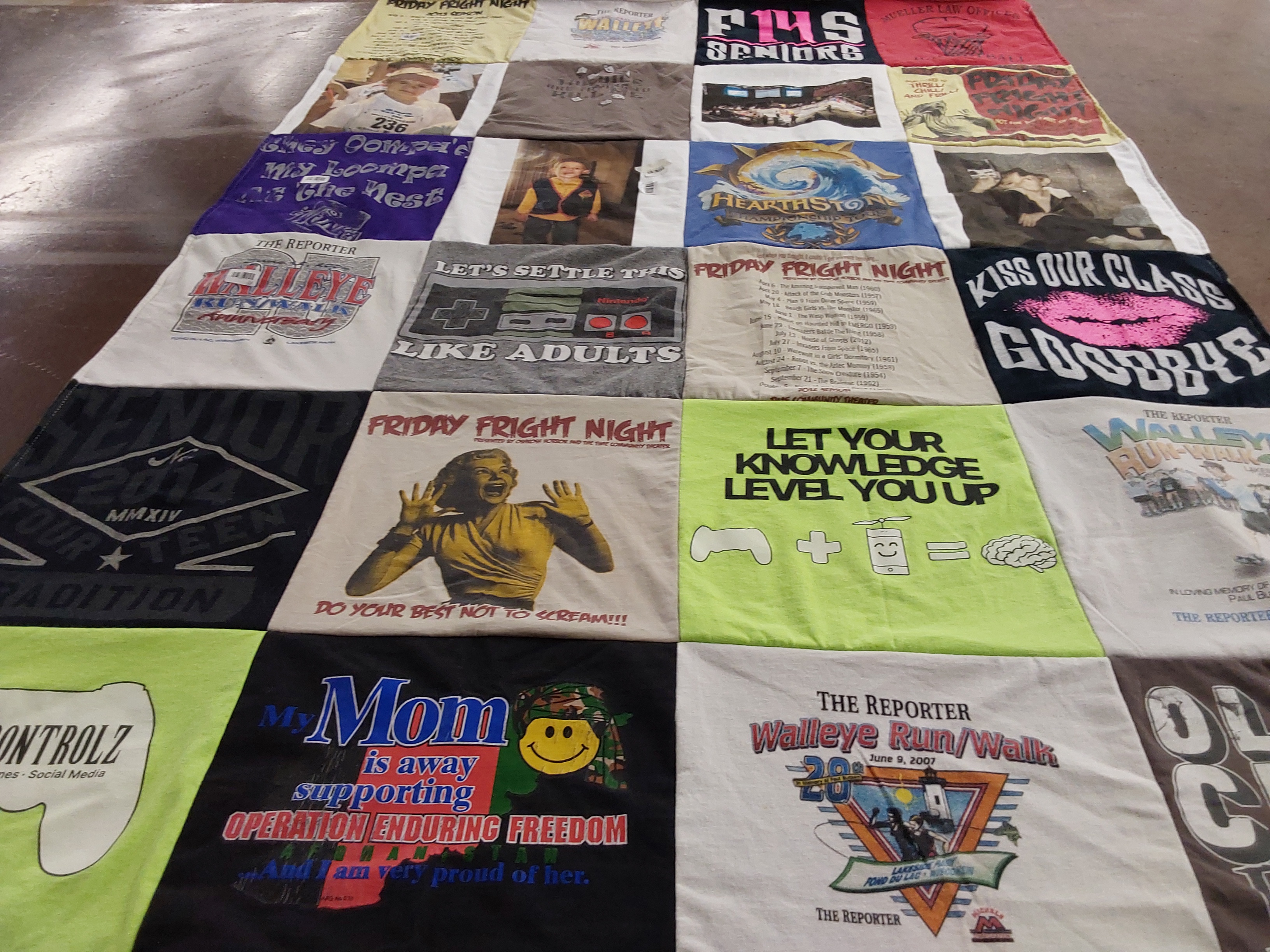T-shirt quilt featuring fms middle school by Shannon from WI