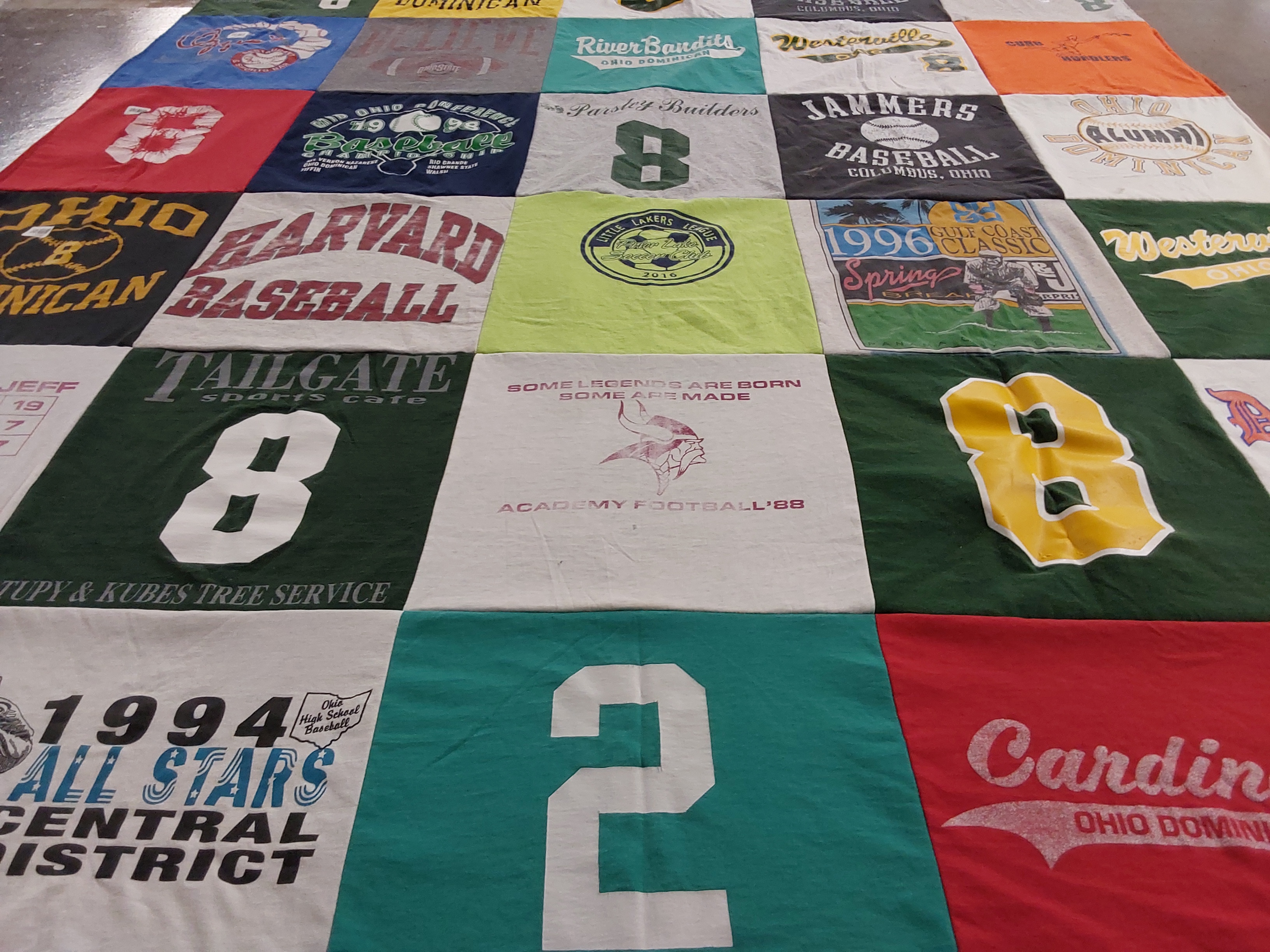 T-shirt quilt featuring jammers baseball, academy football by Lori from MN