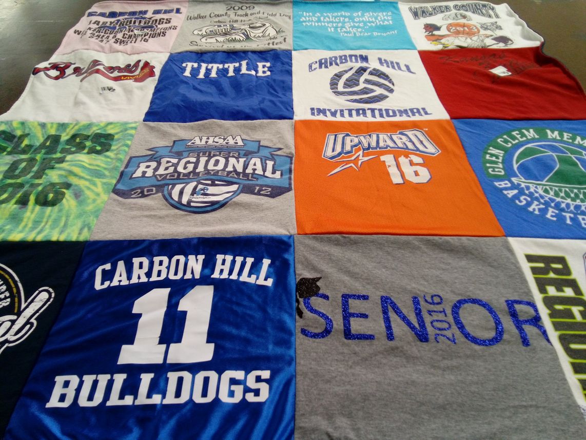T-shirt quilt featuring carbon hill bulldogs by jennifer from AL