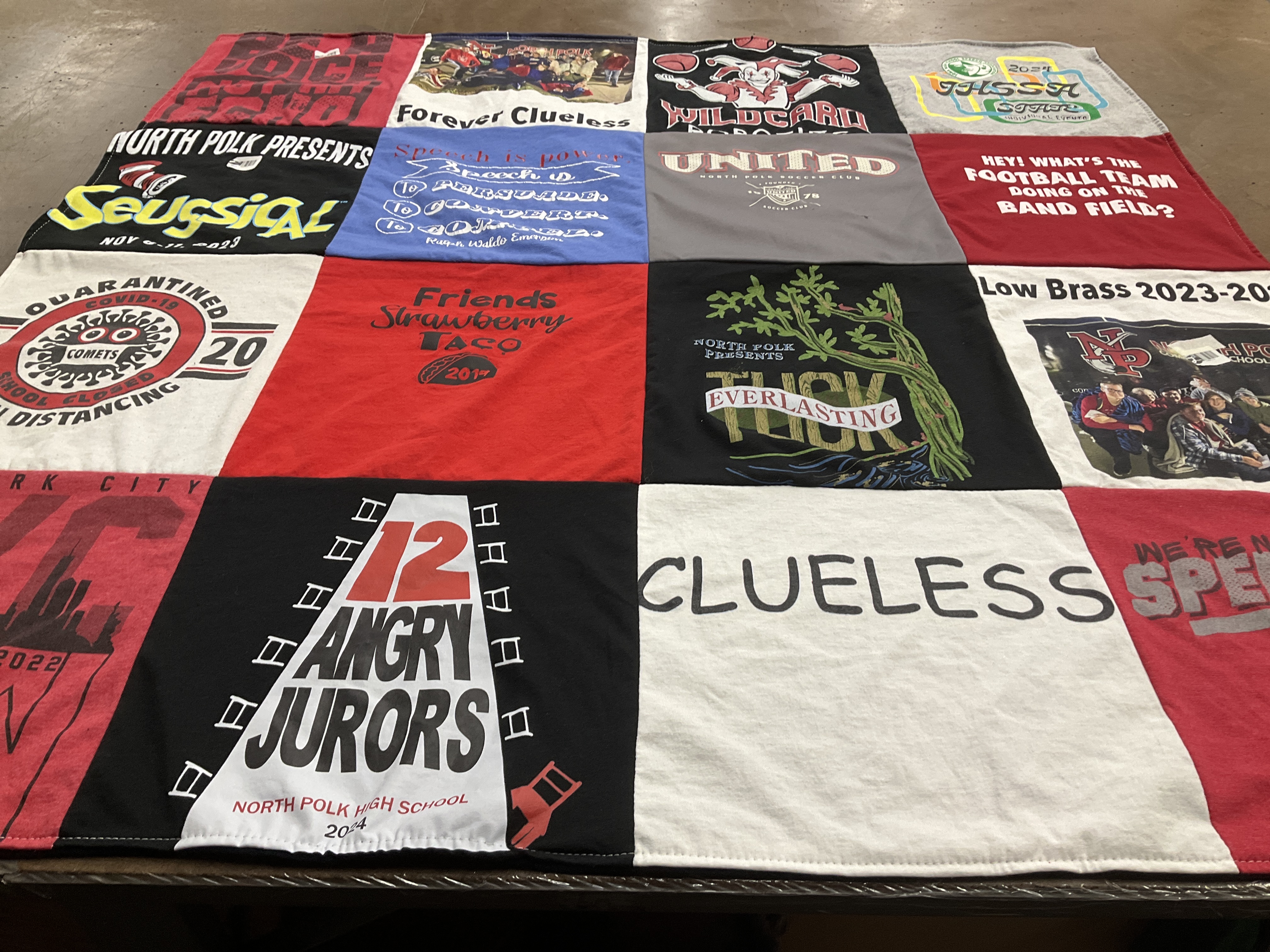 T-shirt quilt from north polk high school by Melanie from IA