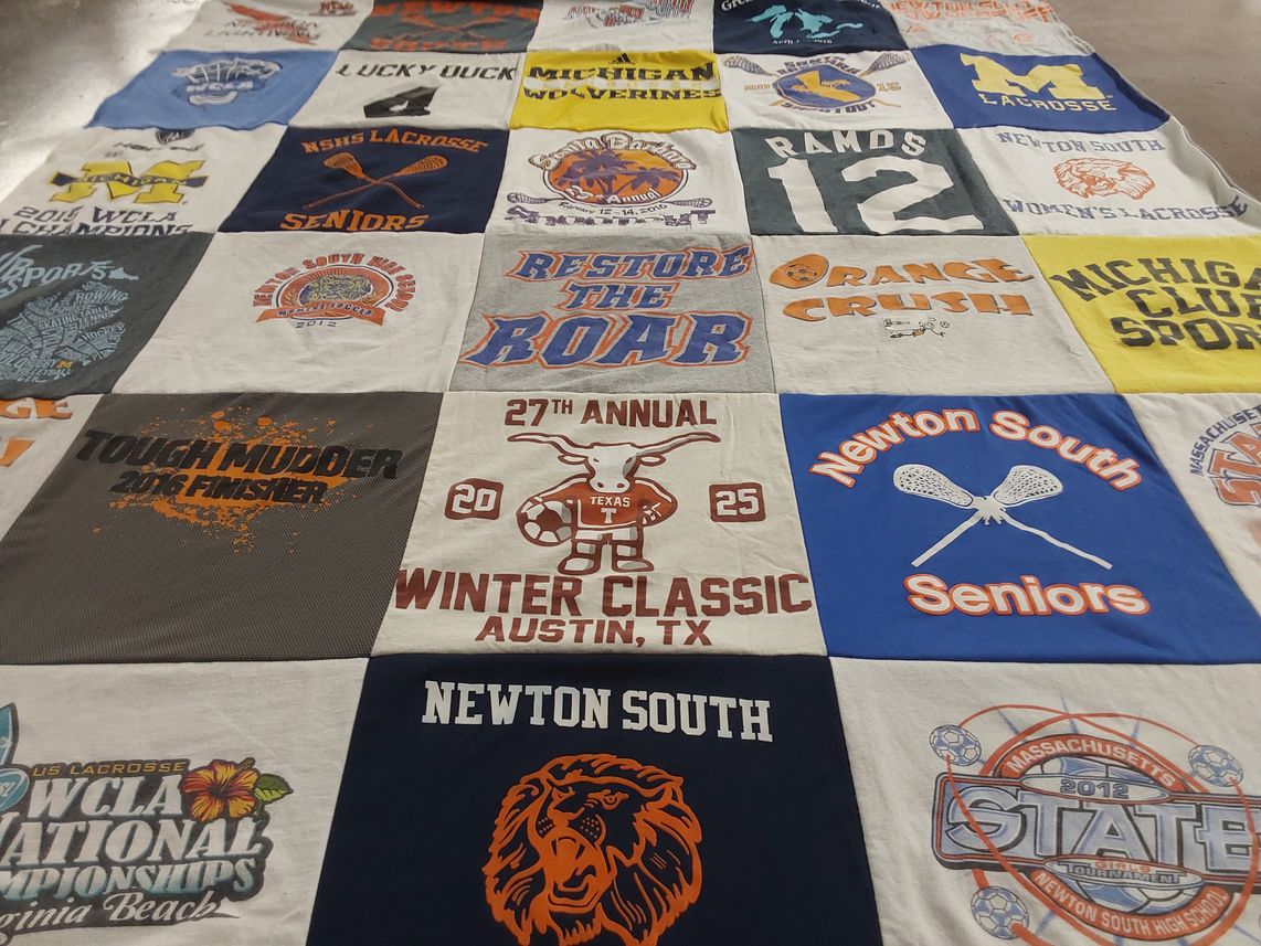 T-shirt quilt featuring newton south men's lacrosse, newton south women's lacrosse by Elena from MA