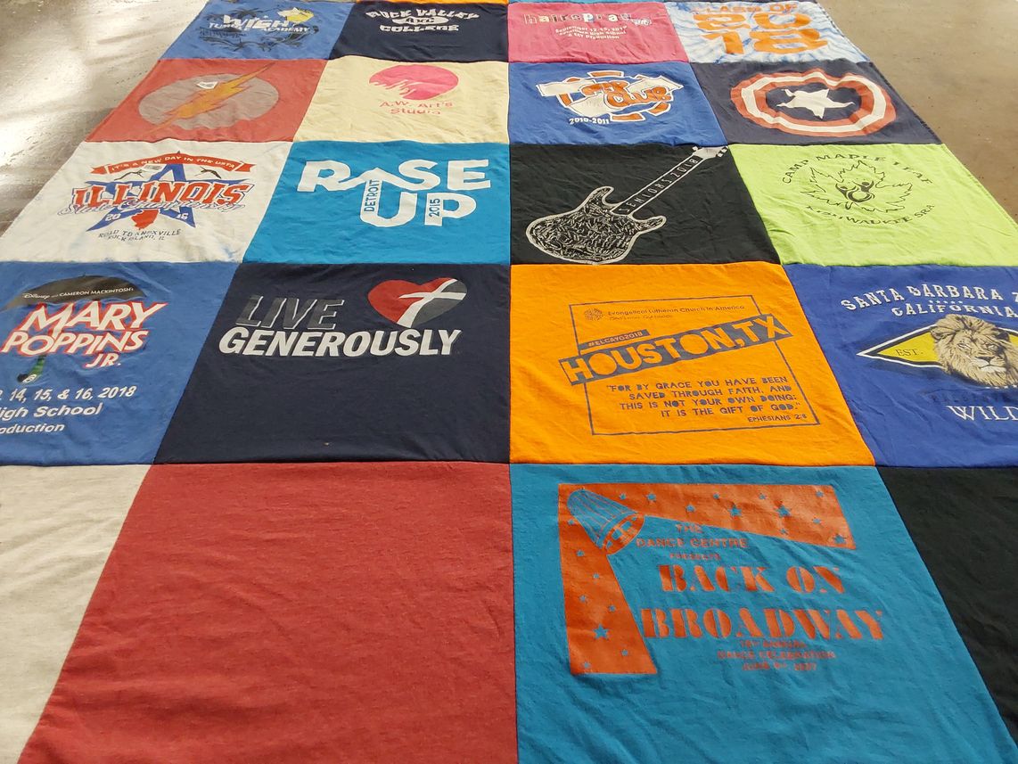T-shirt quilt from high school by Tina from IL