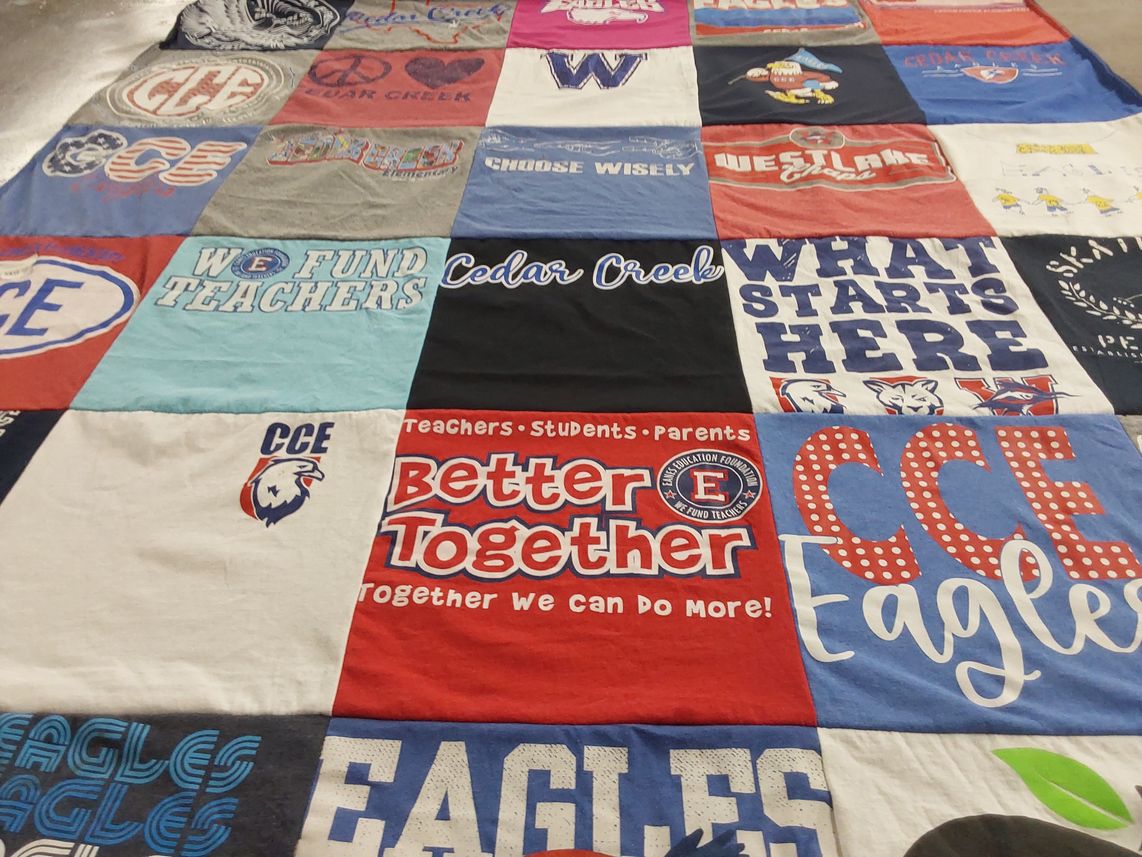 T-shirt quilt featuring cedar creek eagles by Jo from TX