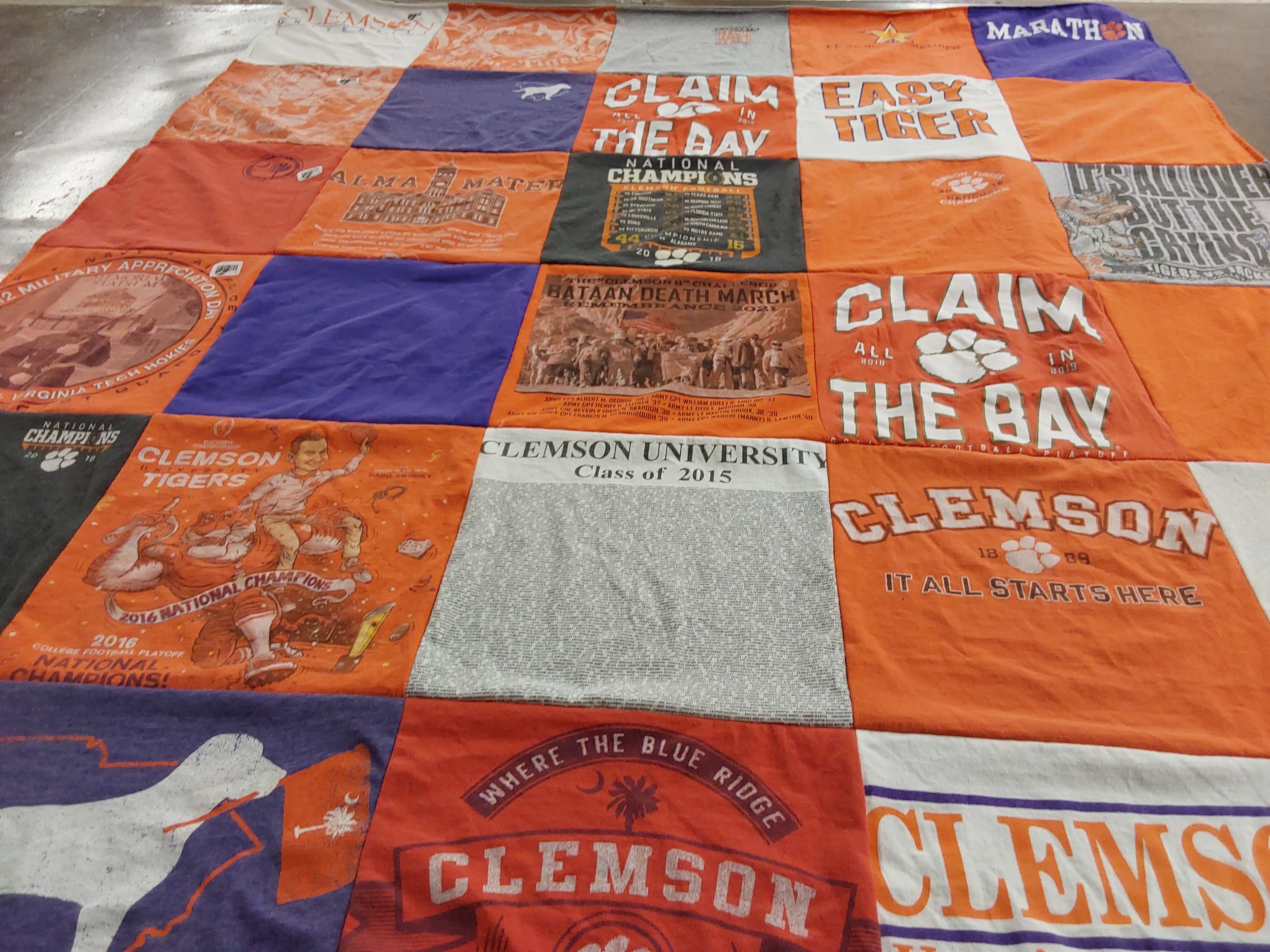 T-shirt quilt featuring clemson tigers by Alexandra from CA