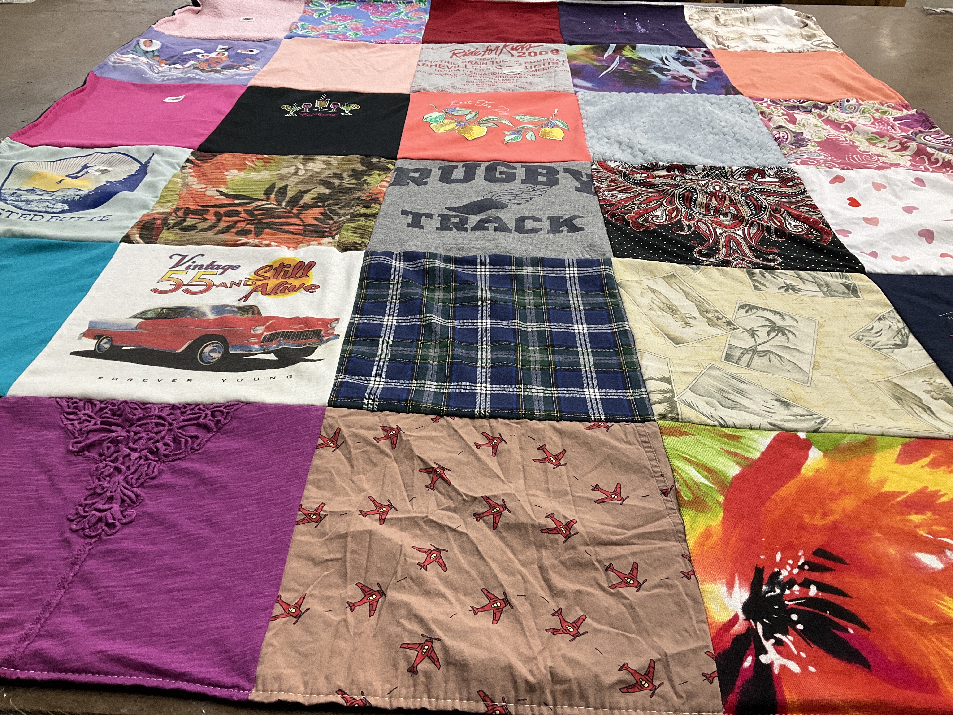 T-shirt quilt with sports, cars themes by cyndi from NC