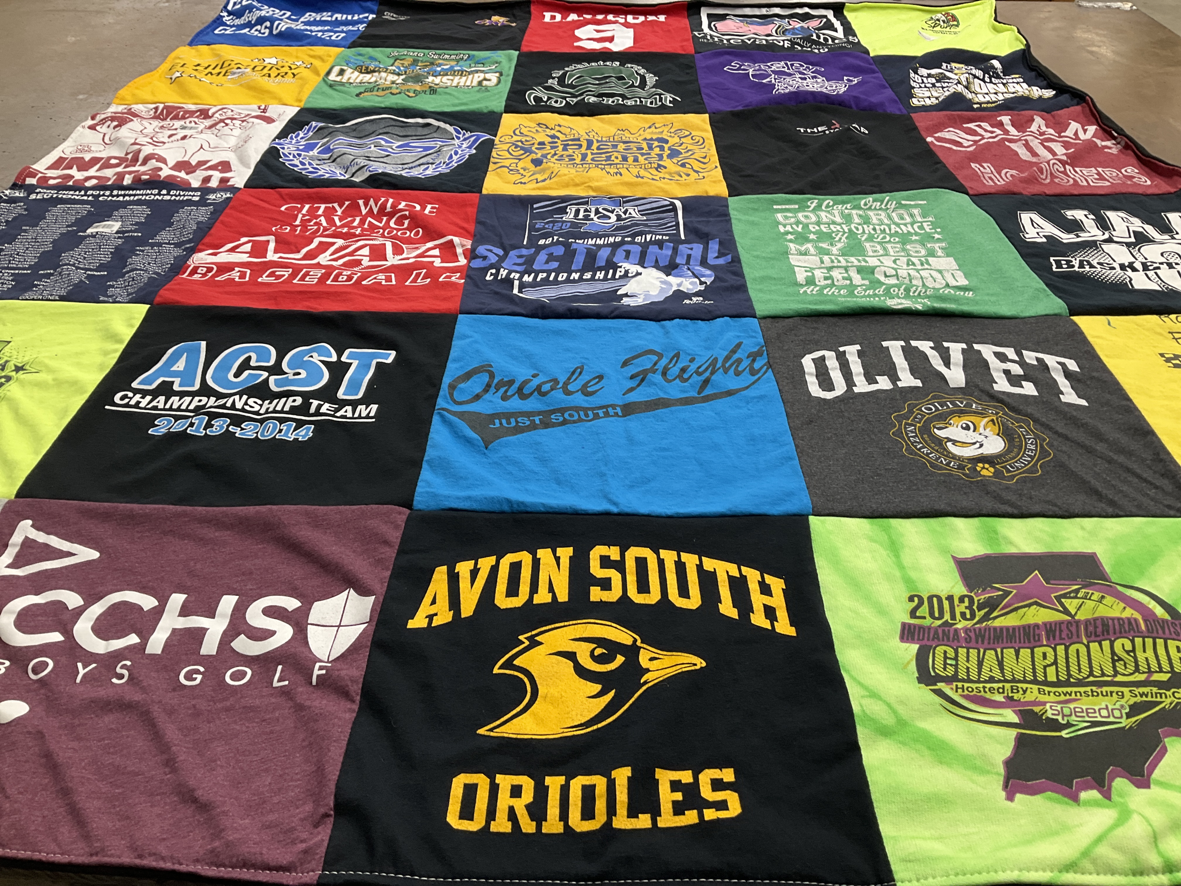 T-shirt quilt featuring avon south orioles by Ronda from IN