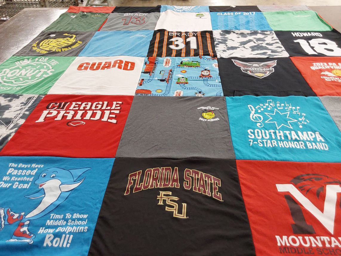 T-shirt quilt from florida state university, mountain middle school by Shelly from PA