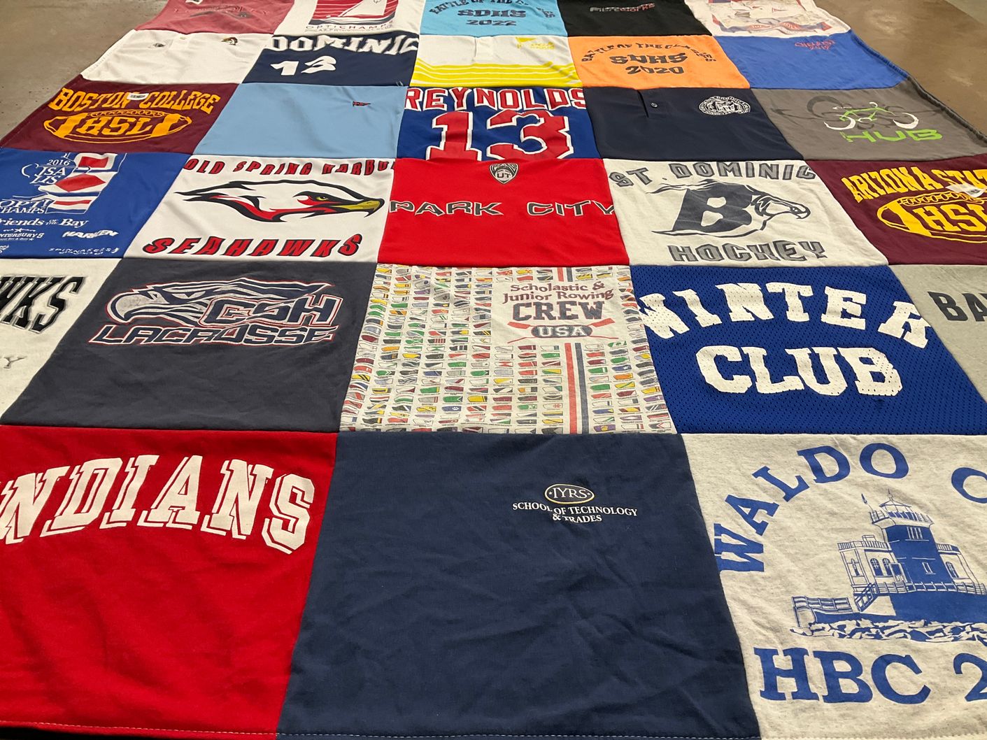T-shirt quilt featuring indians, seahawks by ginette from NY