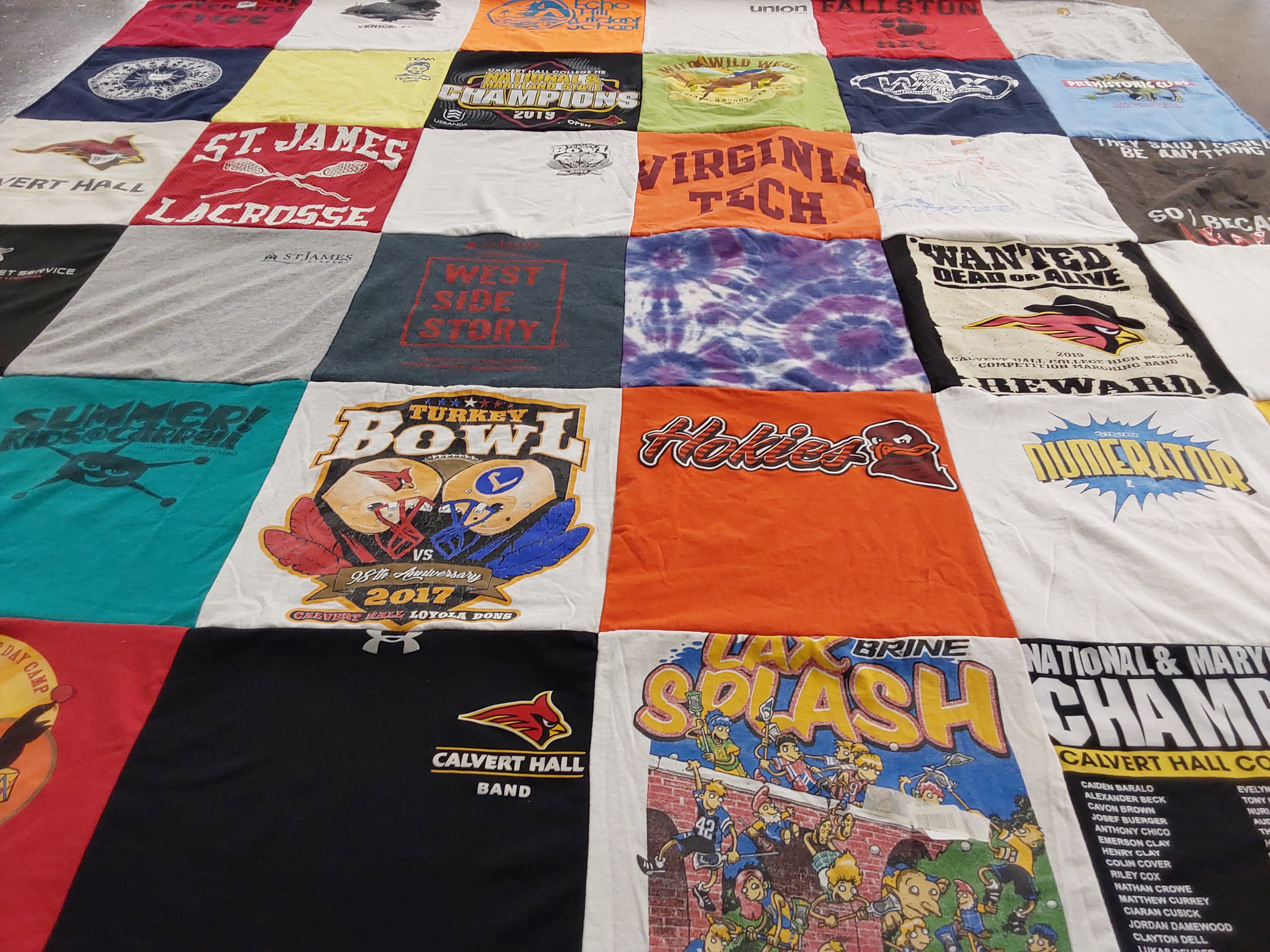 T-shirt quilt featuring calvert hall college lacrosse, virginia tech hokies by Ellen from MD