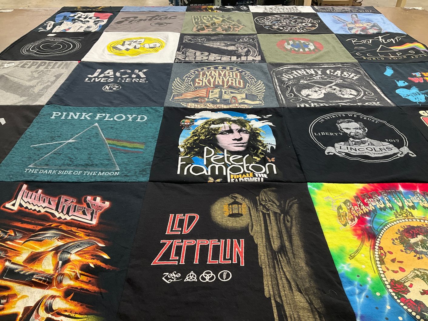 T-shirt quilt with music, rock themes by Matt from NY
