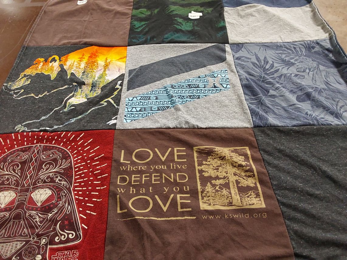 T-shirt quilt with nature, wildlife themes by Kambra from OH