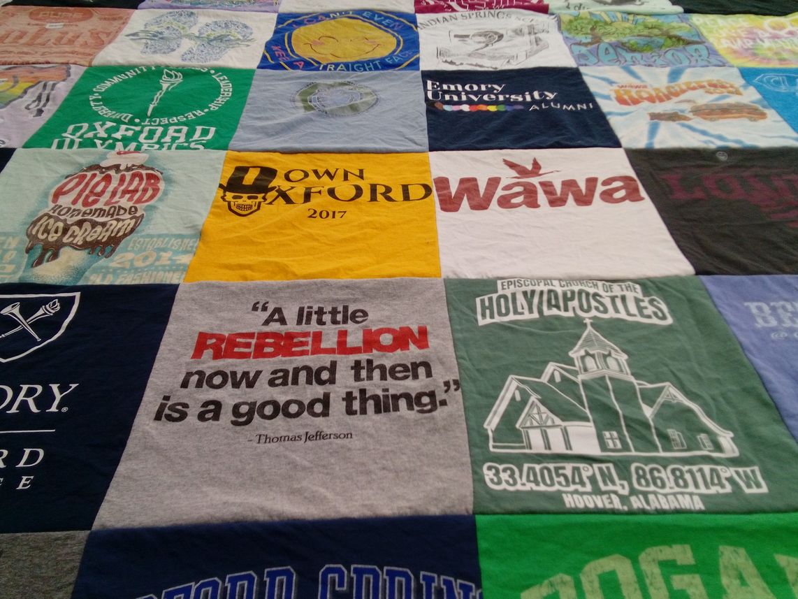 T-shirt quilt from emory university by Rosemary from AL