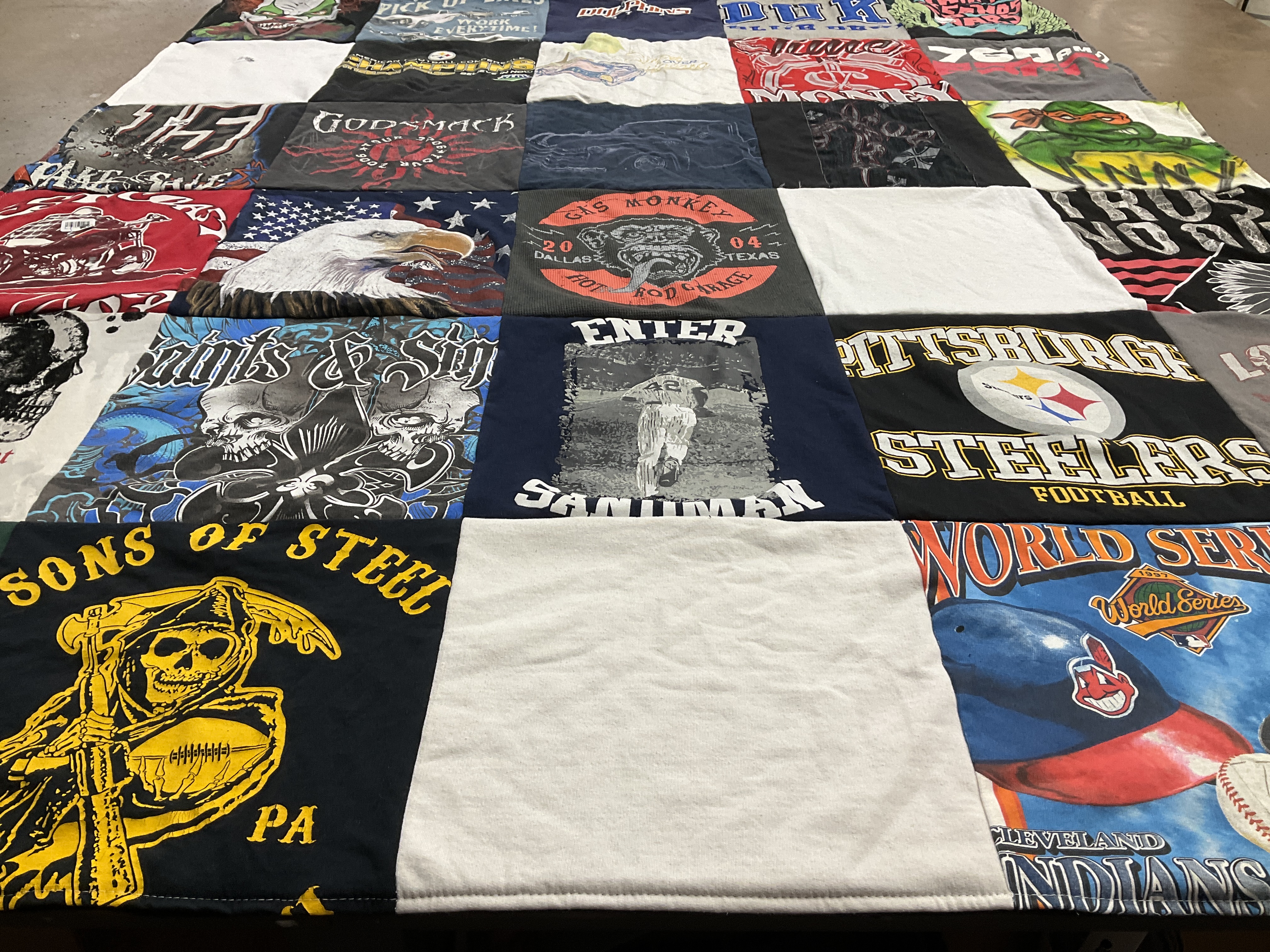 T-shirt quilt featuring pittsburgh steelers, cleveland indians by Mia from FL