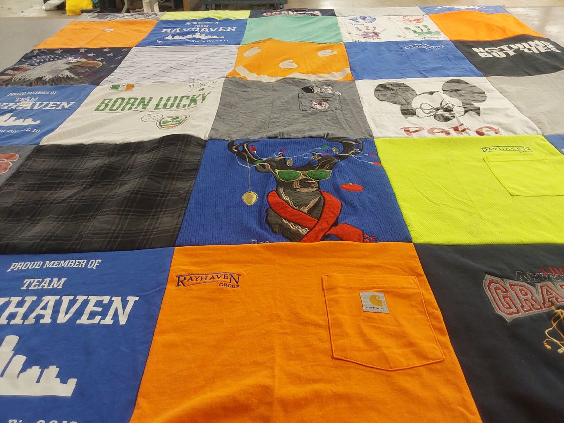 T-shirt quilt with quilting themes by Tonya from MI