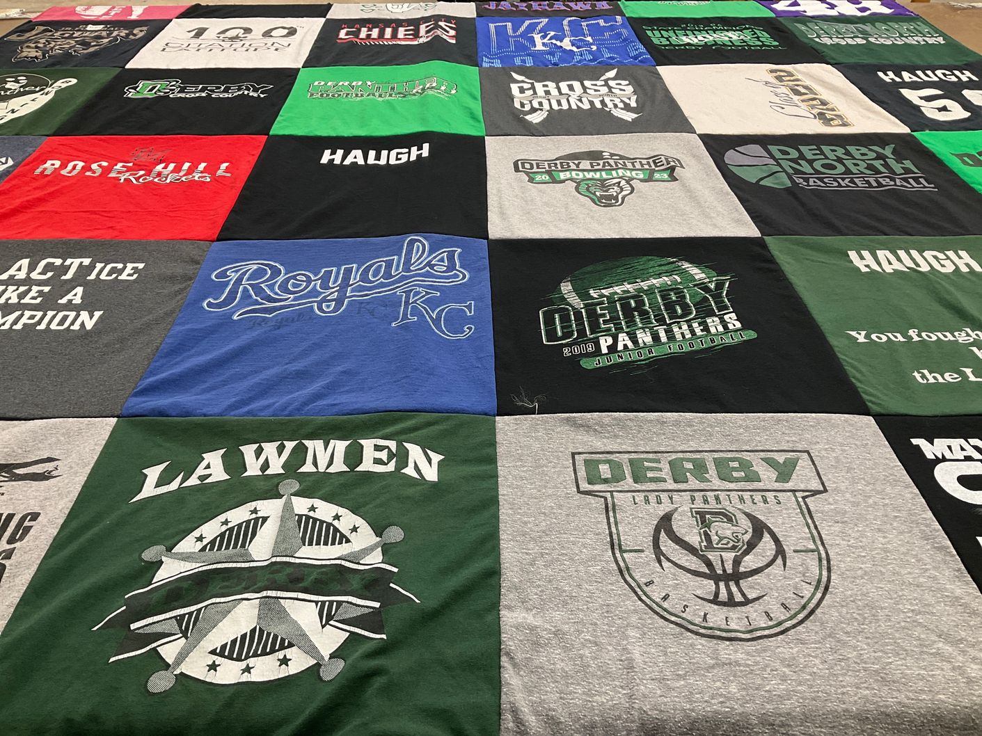T-shirt quilt featuring derby panthers basketball, derby panthers junior football by Heather from KS