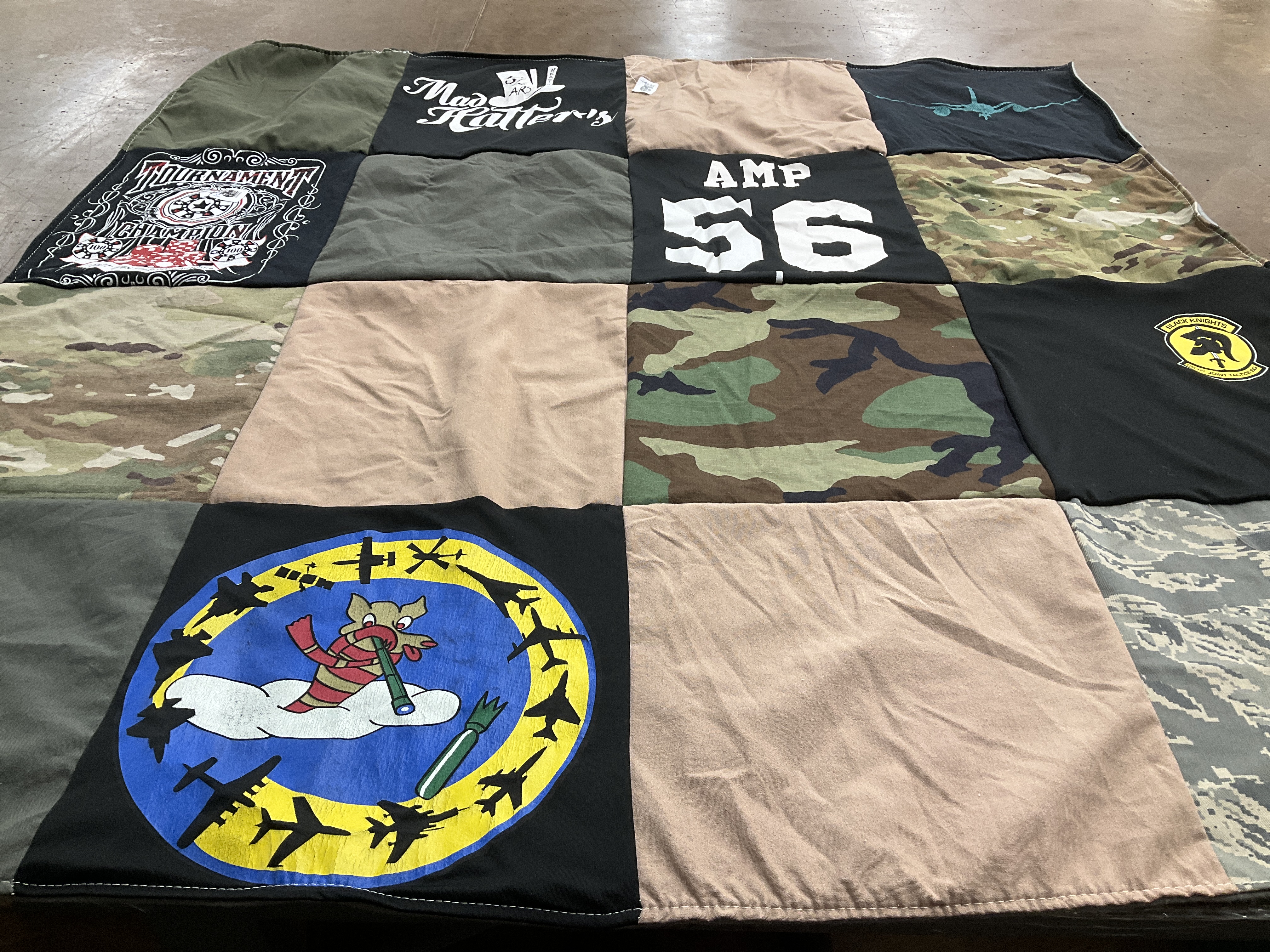 T-shirt quilt with military, sports themes by Derrick from FL