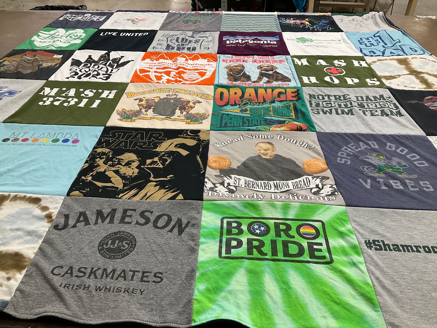 T-shirt quilt featuring fighting irish swimming team by Callie from TN