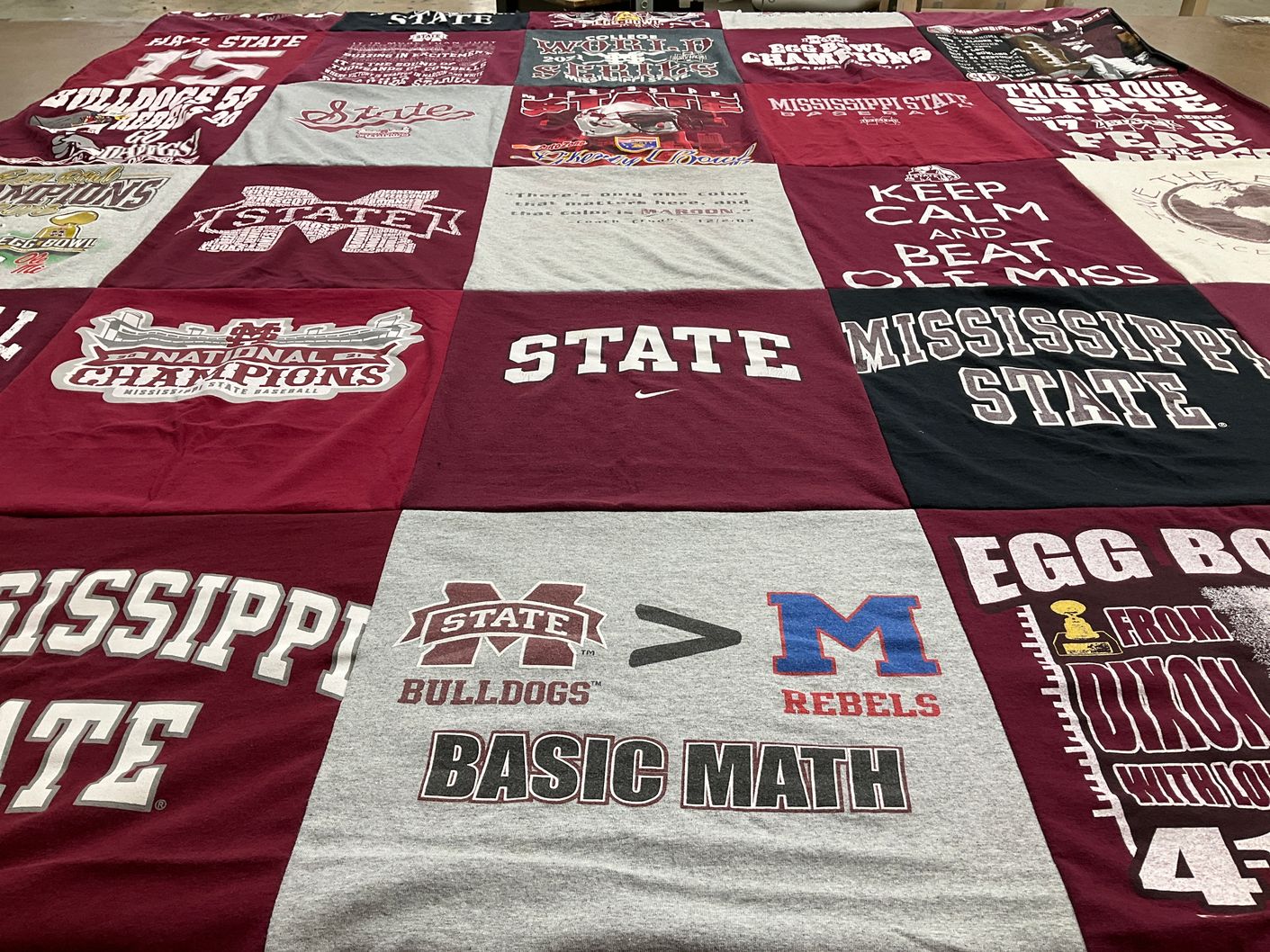T-shirt quilt featuring mississippi state bulldogs by Susan from MS